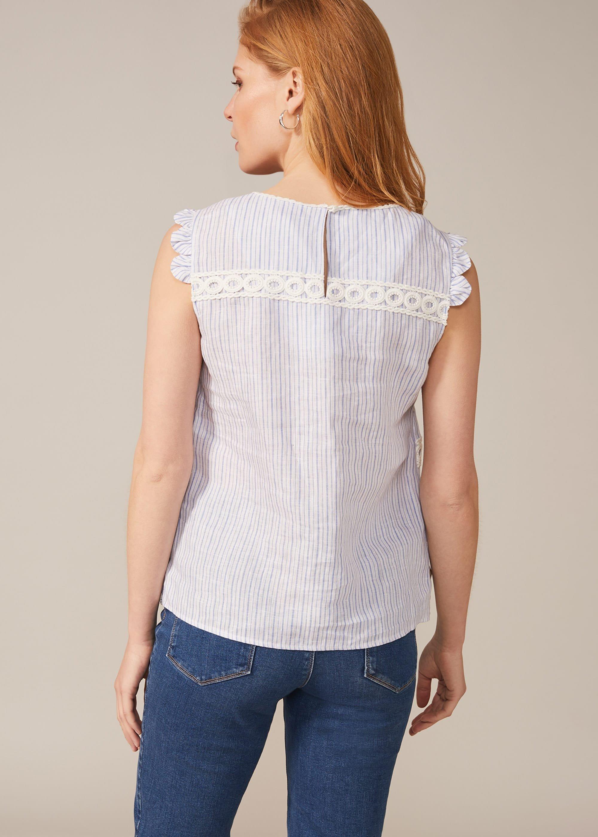 Stripe Lace Insert Blouse