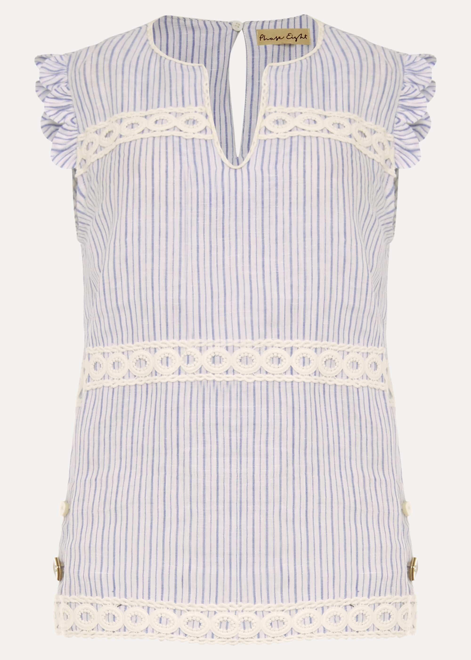 Stripe Lace Insert Blouse