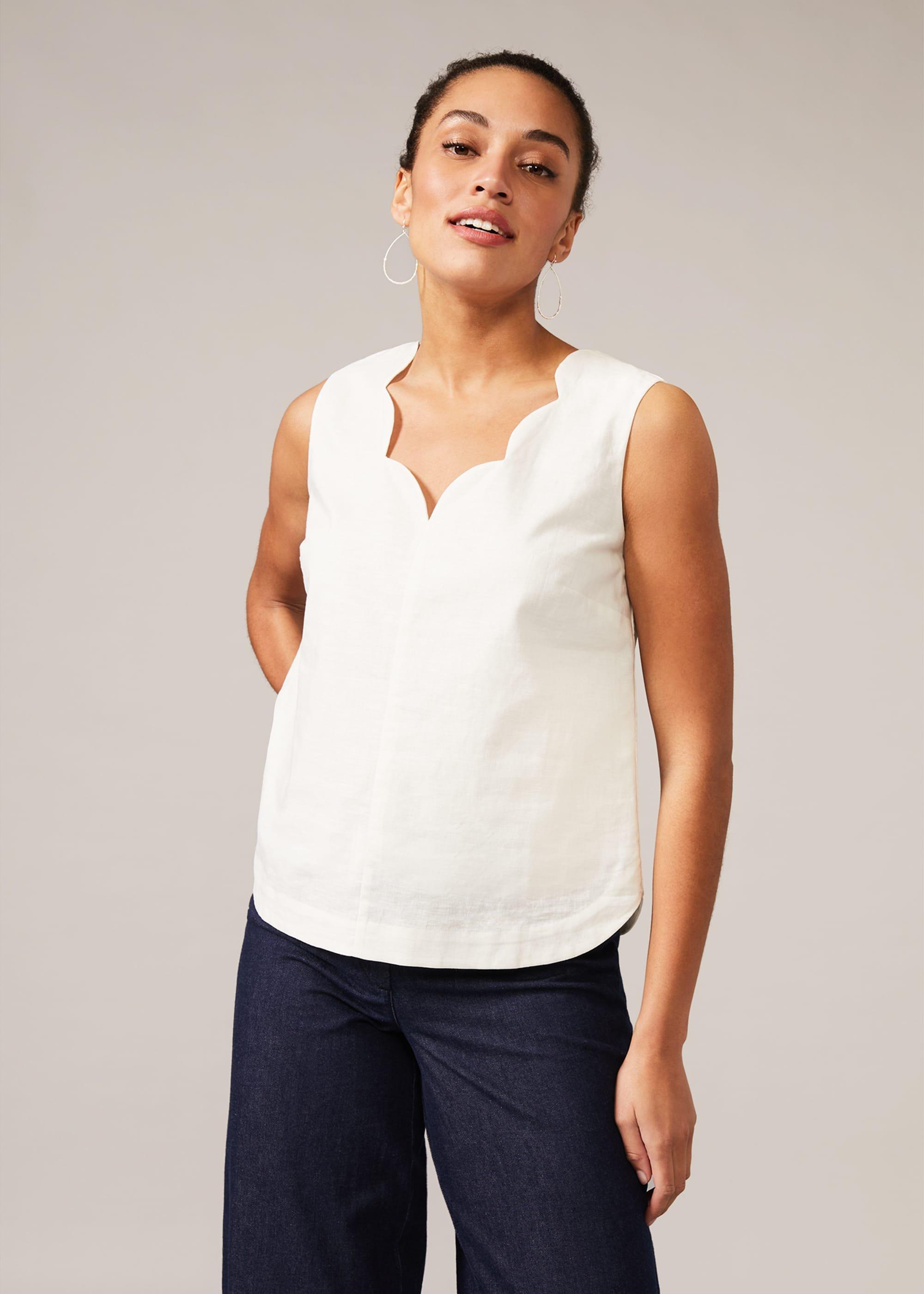 Scallop Linen Blouse