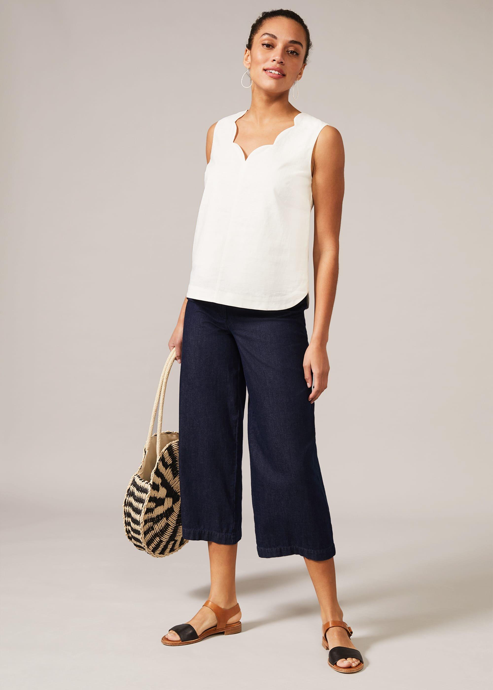 Scallop Linen Blouse