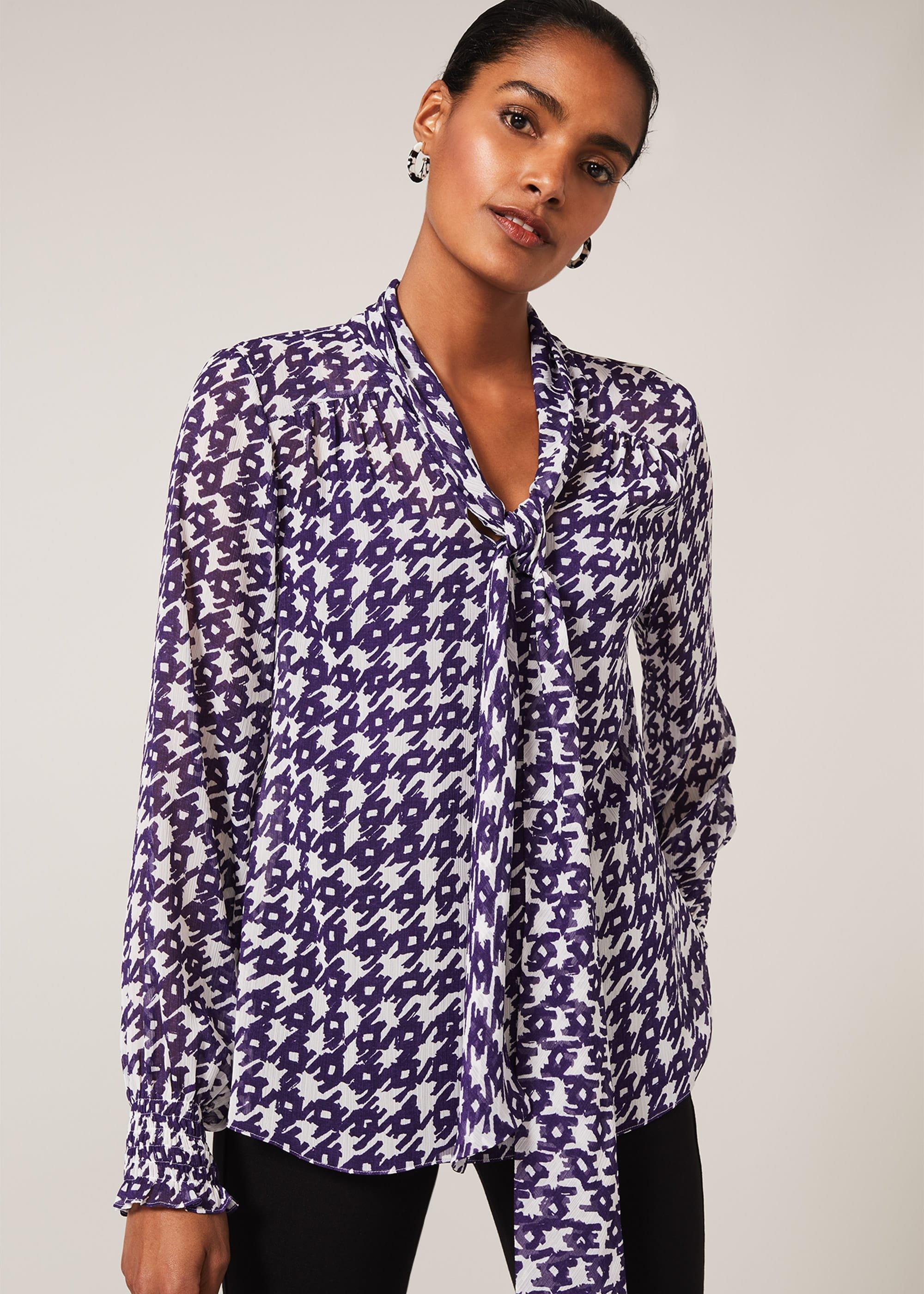 Rilynn Dogtooth Chiffon Blouse