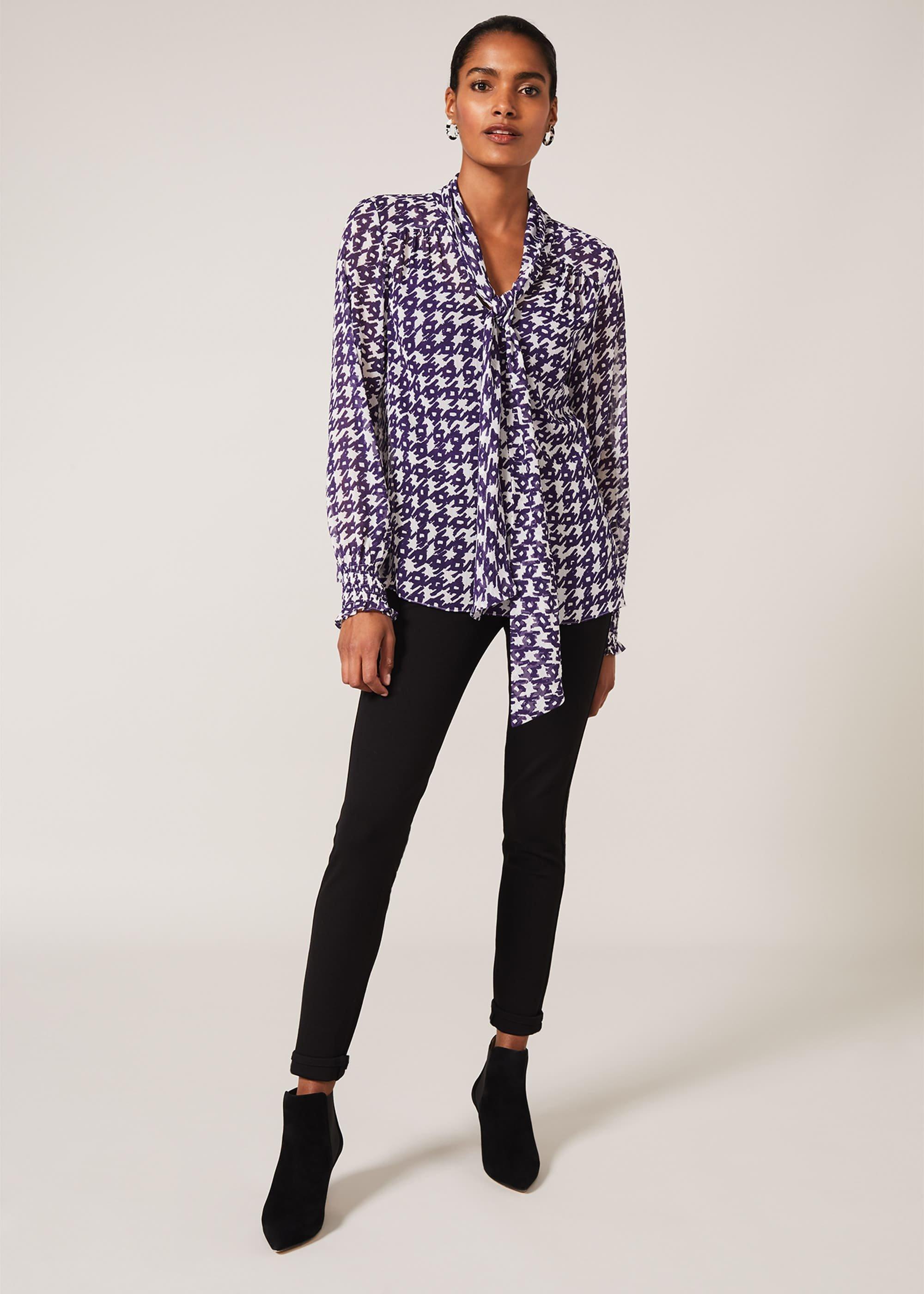 Rilynn Dogtooth Chiffon Blouse