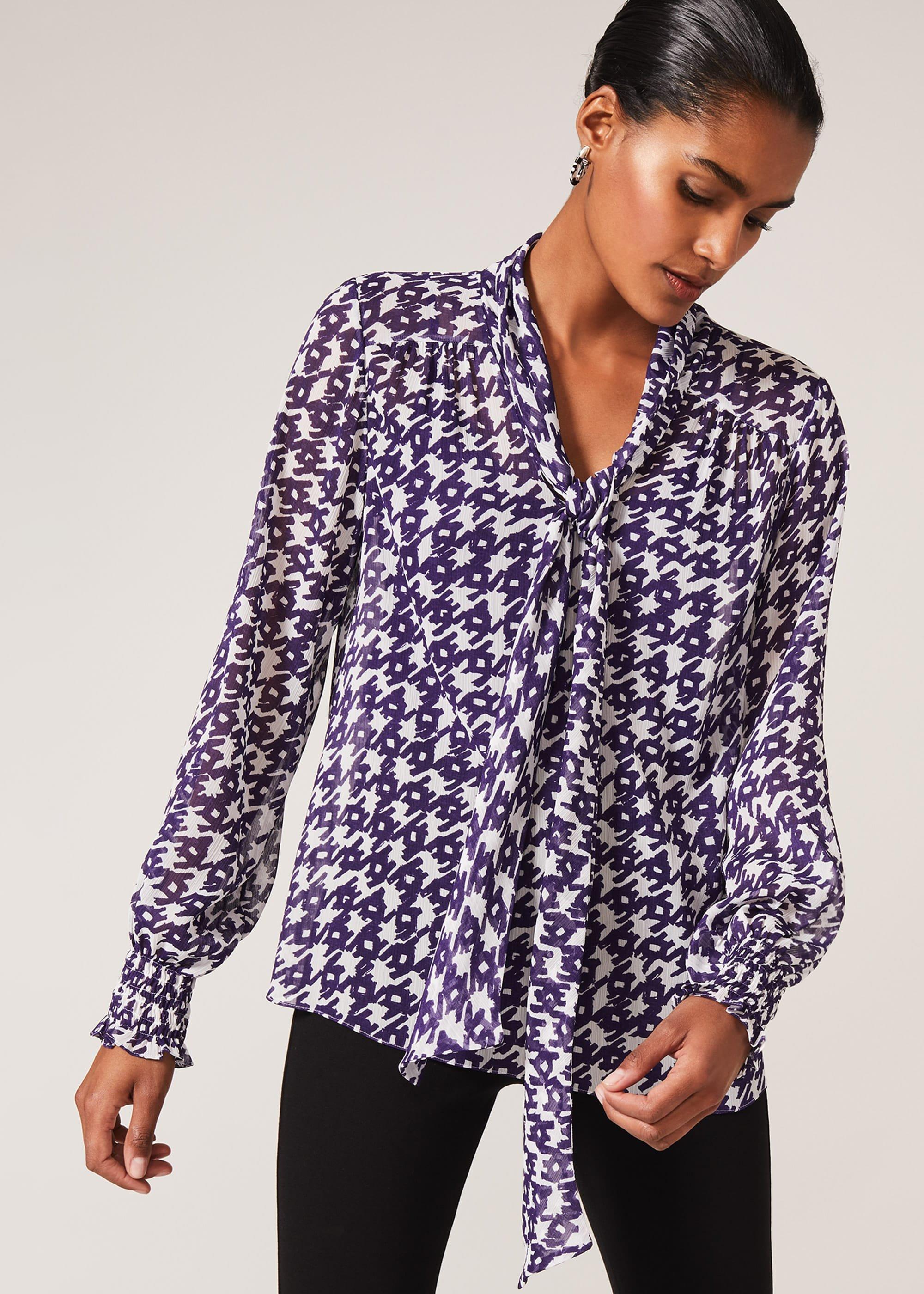 Rilynn Dogtooth Chiffon Blouse