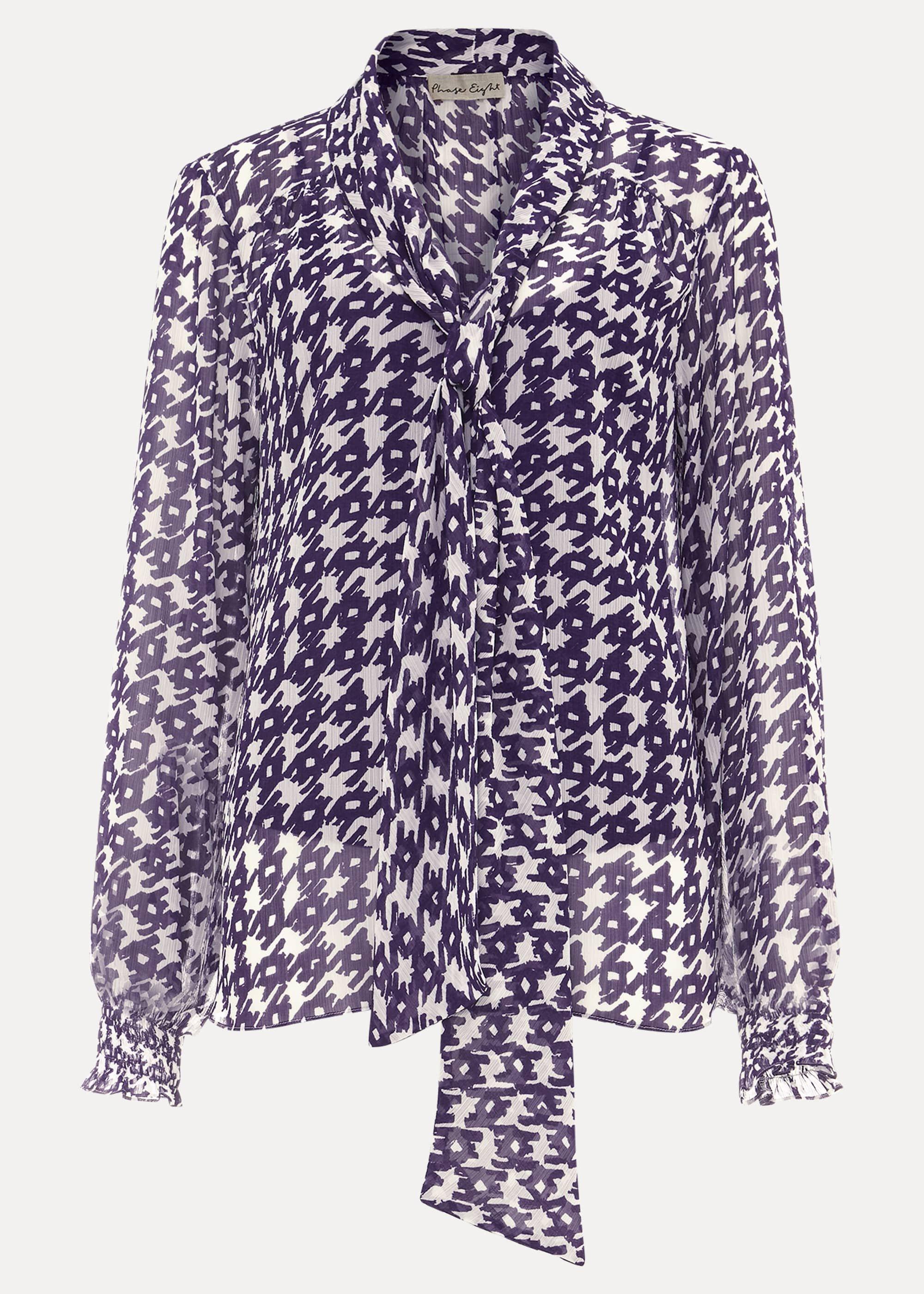 Rilynn Dogtooth Chiffon Blouse