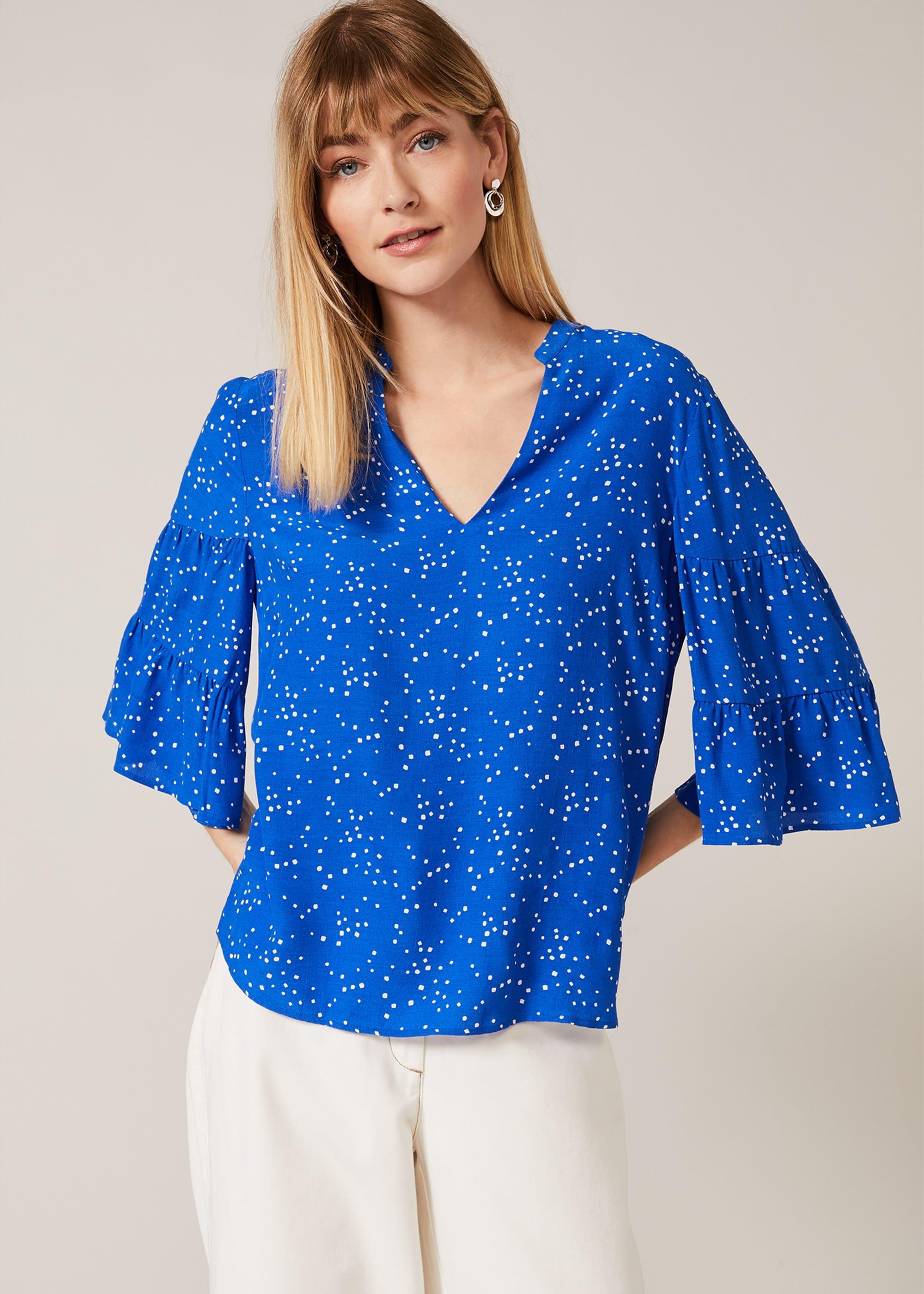 Marla Spot Tiered Sleeve Blouse