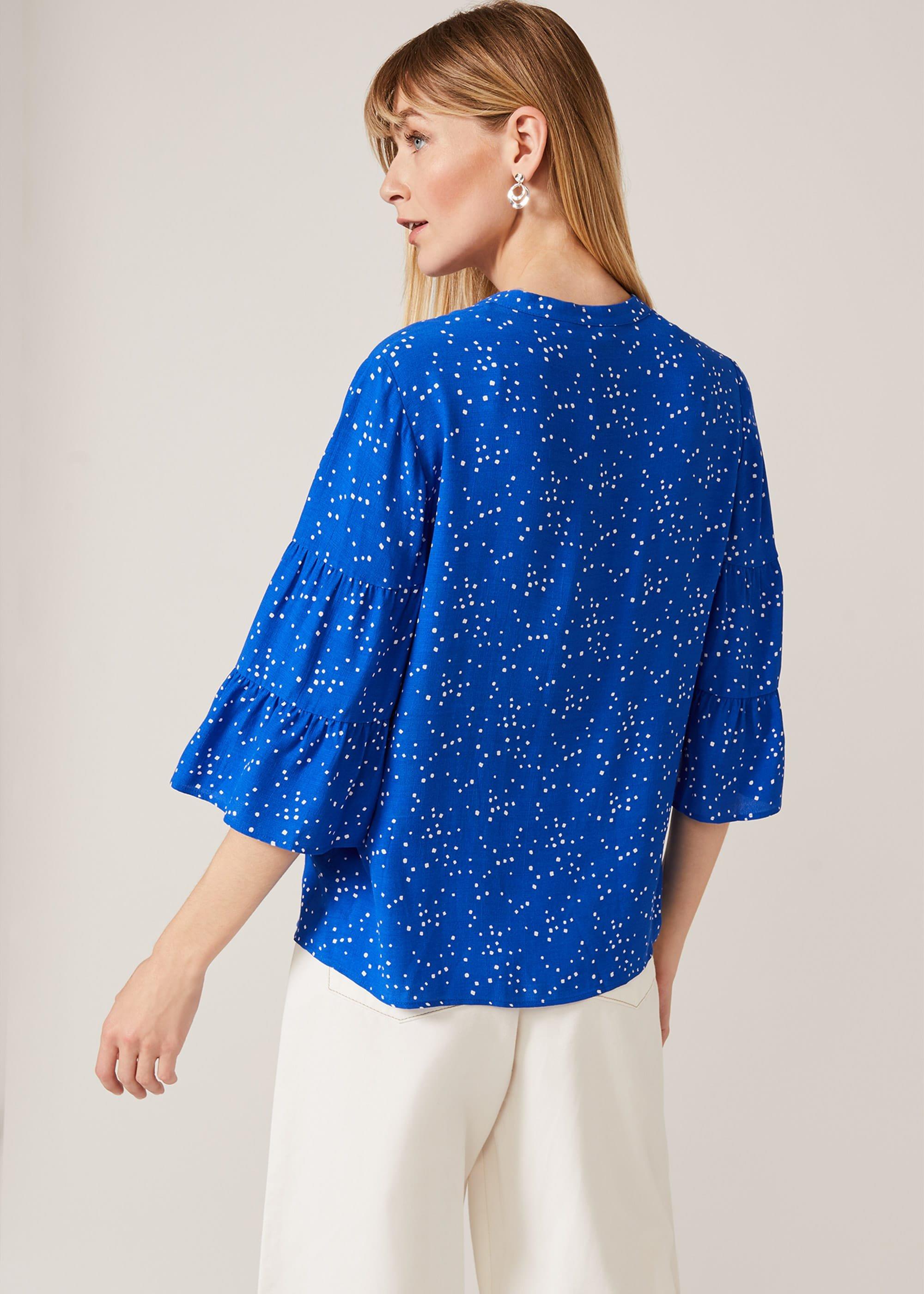 Marla Spot Tiered Sleeve Blouse