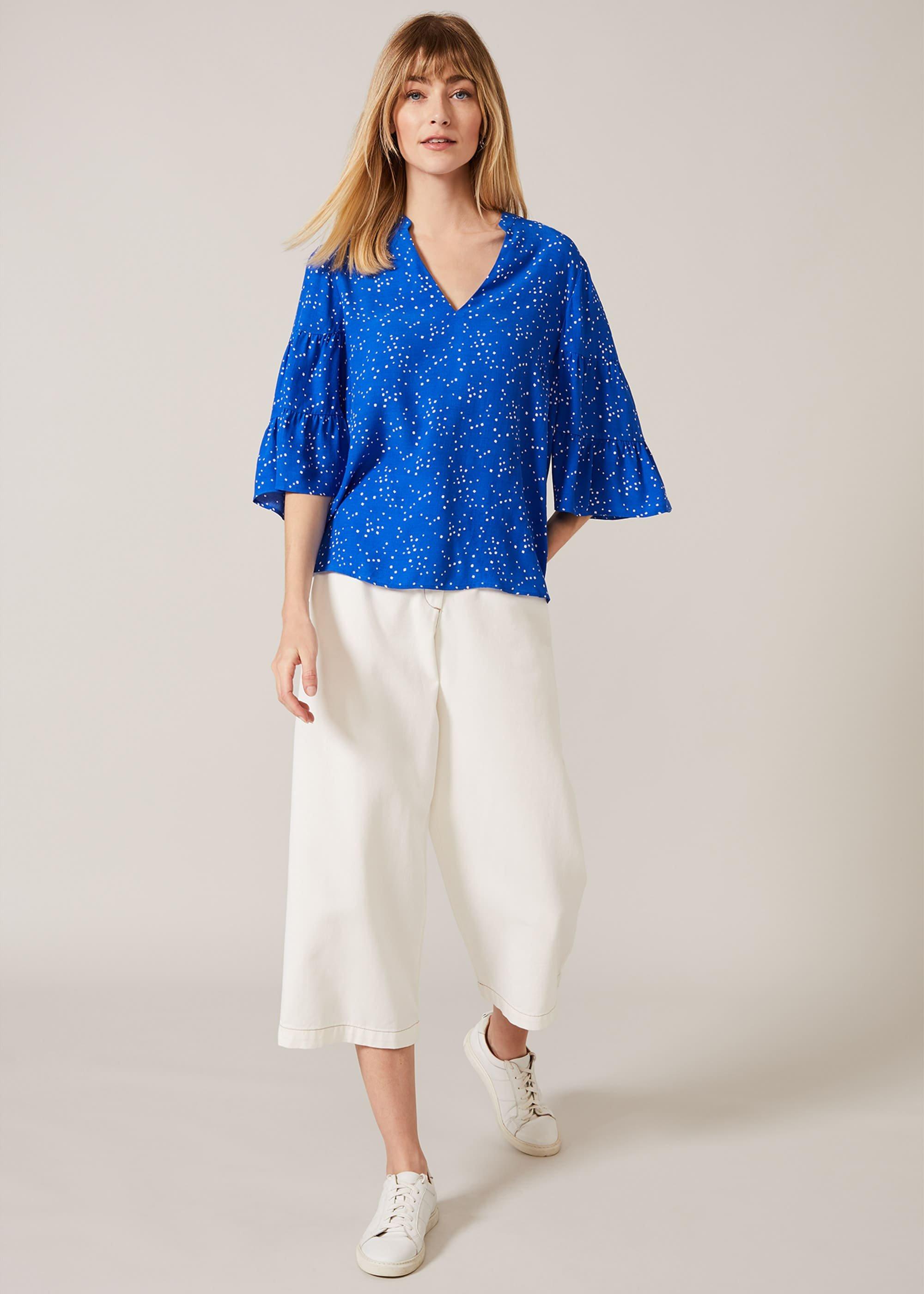 Marla Spot Tiered Sleeve Blouse
