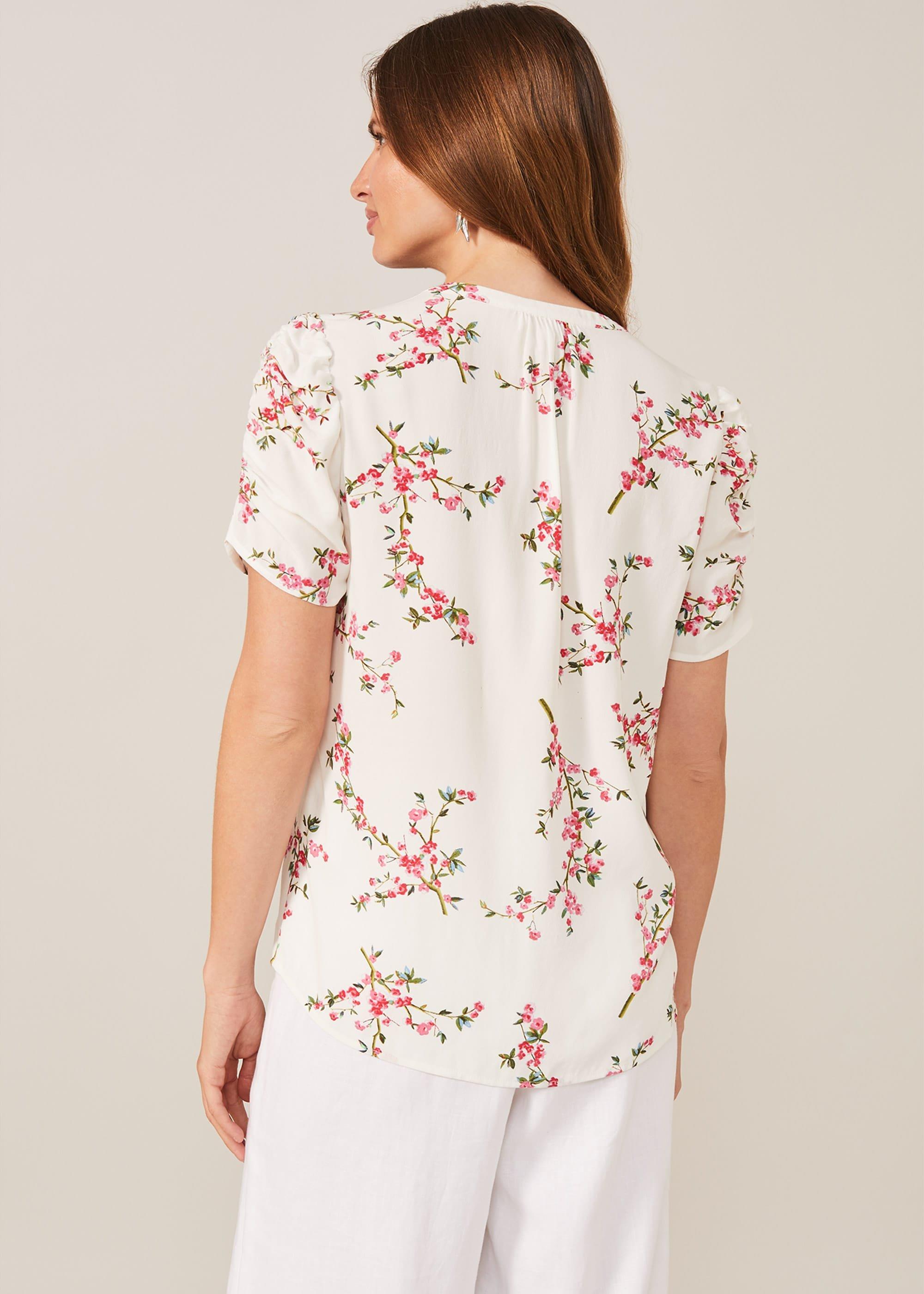 Mae Ruched Sleeve Floral Blouse