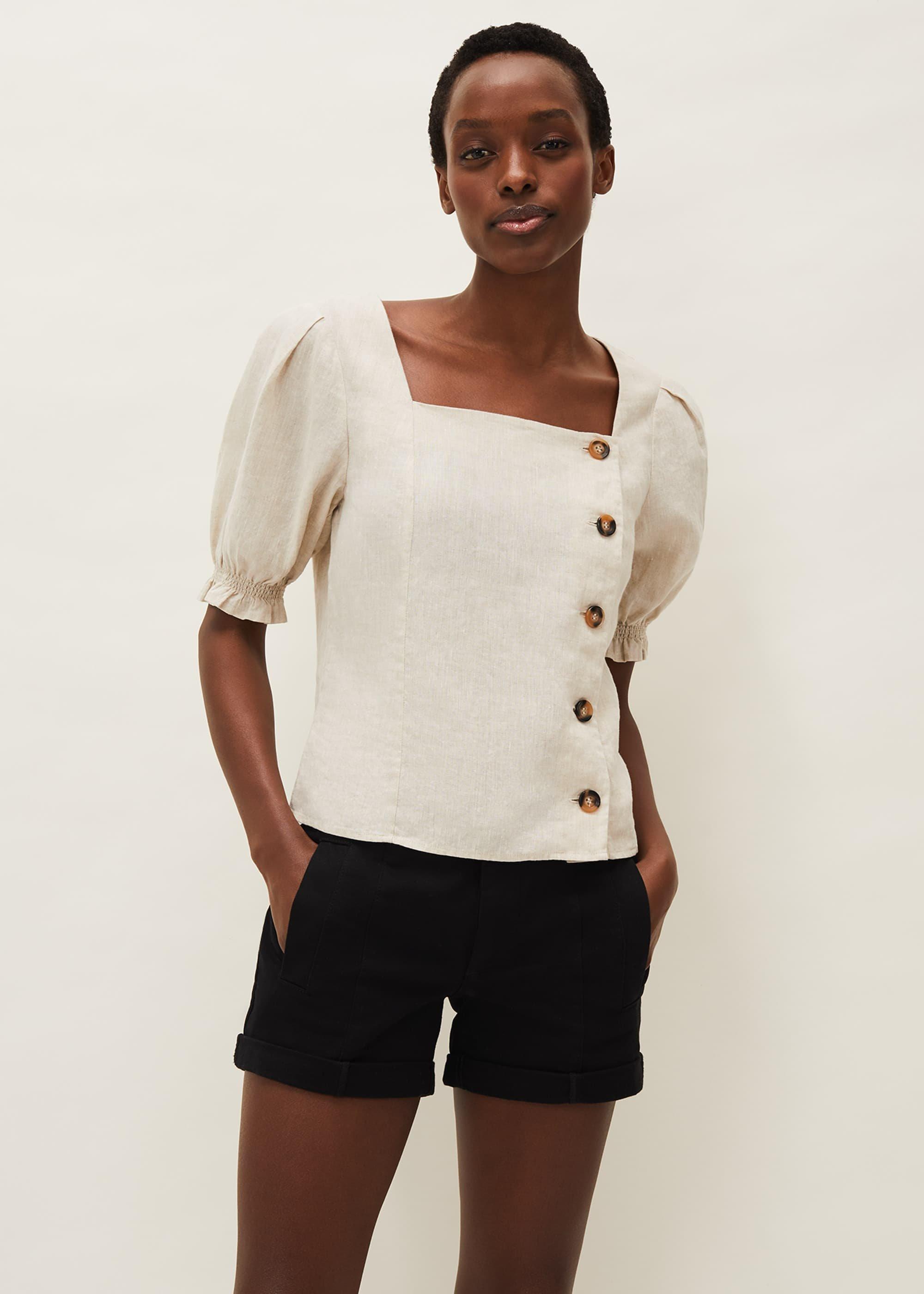 Eleta Puff Sleeve Linen Top