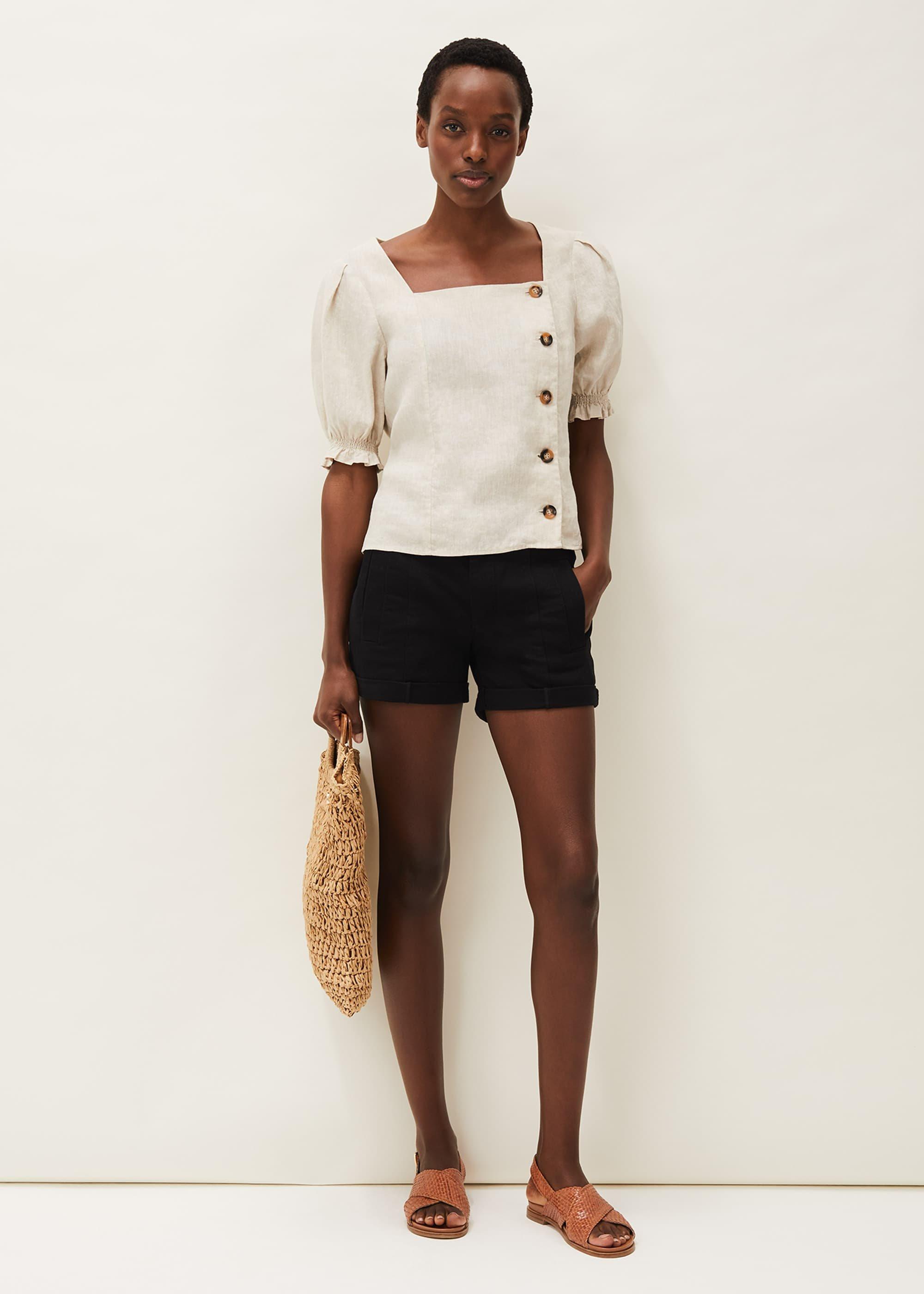 Eleta Puff Sleeve Linen Top