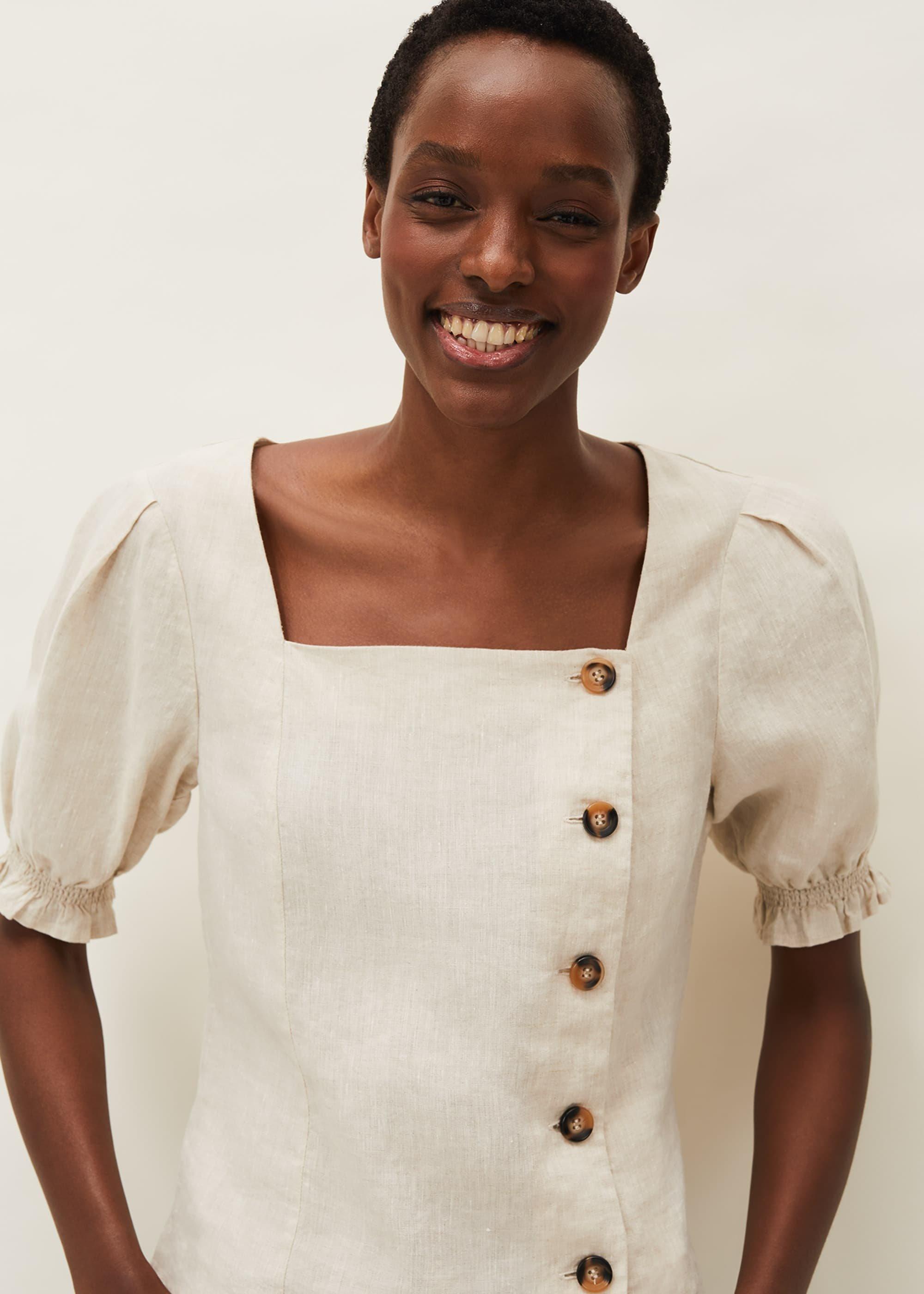 Eleta Puff Sleeve Linen Top
