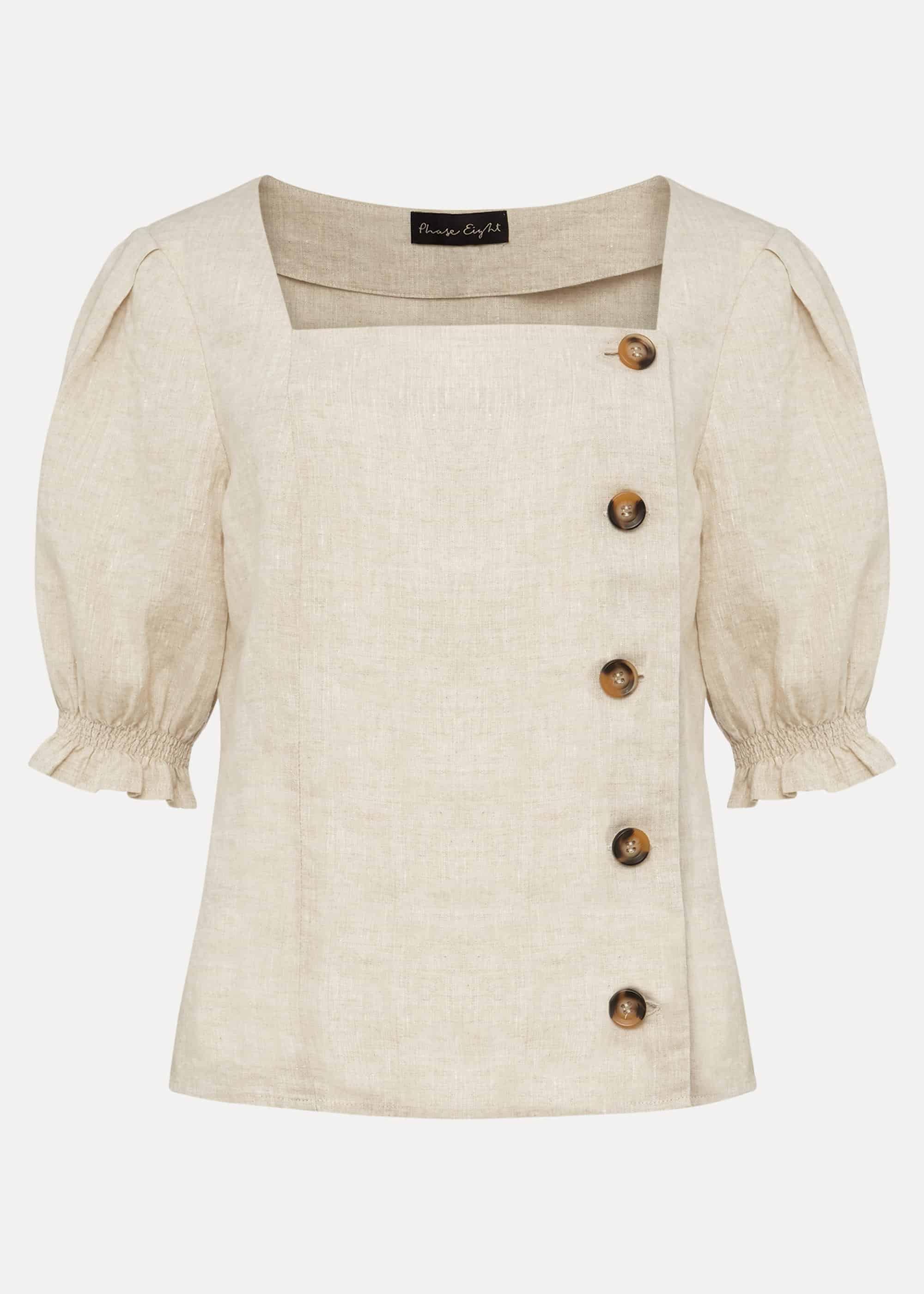 Eleta Puff Sleeve Linen Top