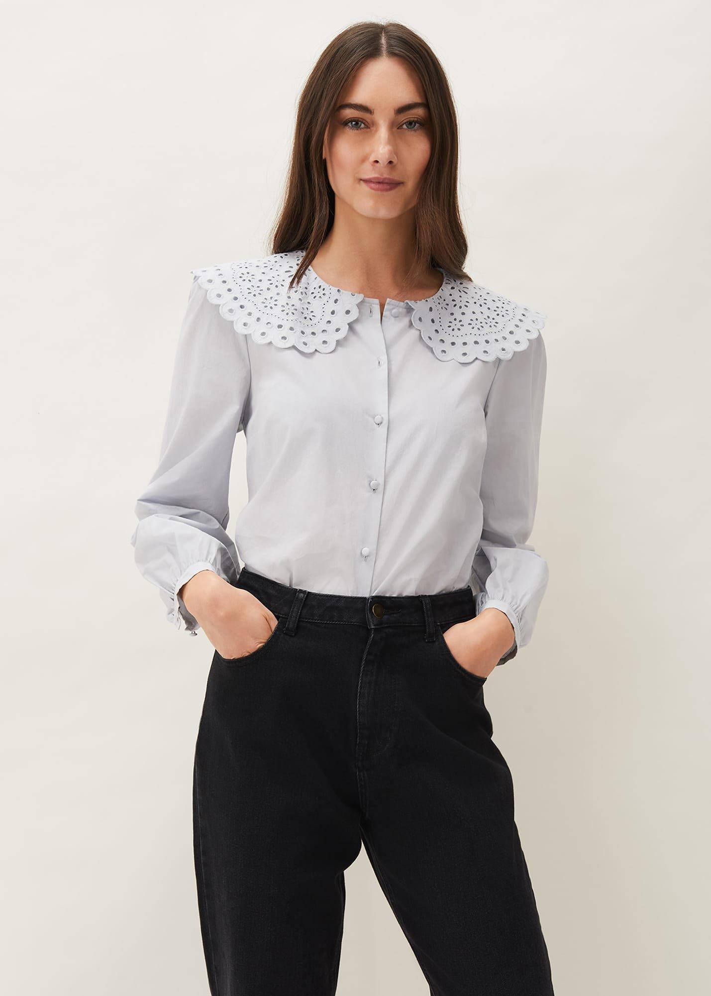 Amelia Oversized Embroidered Collar Blouse |