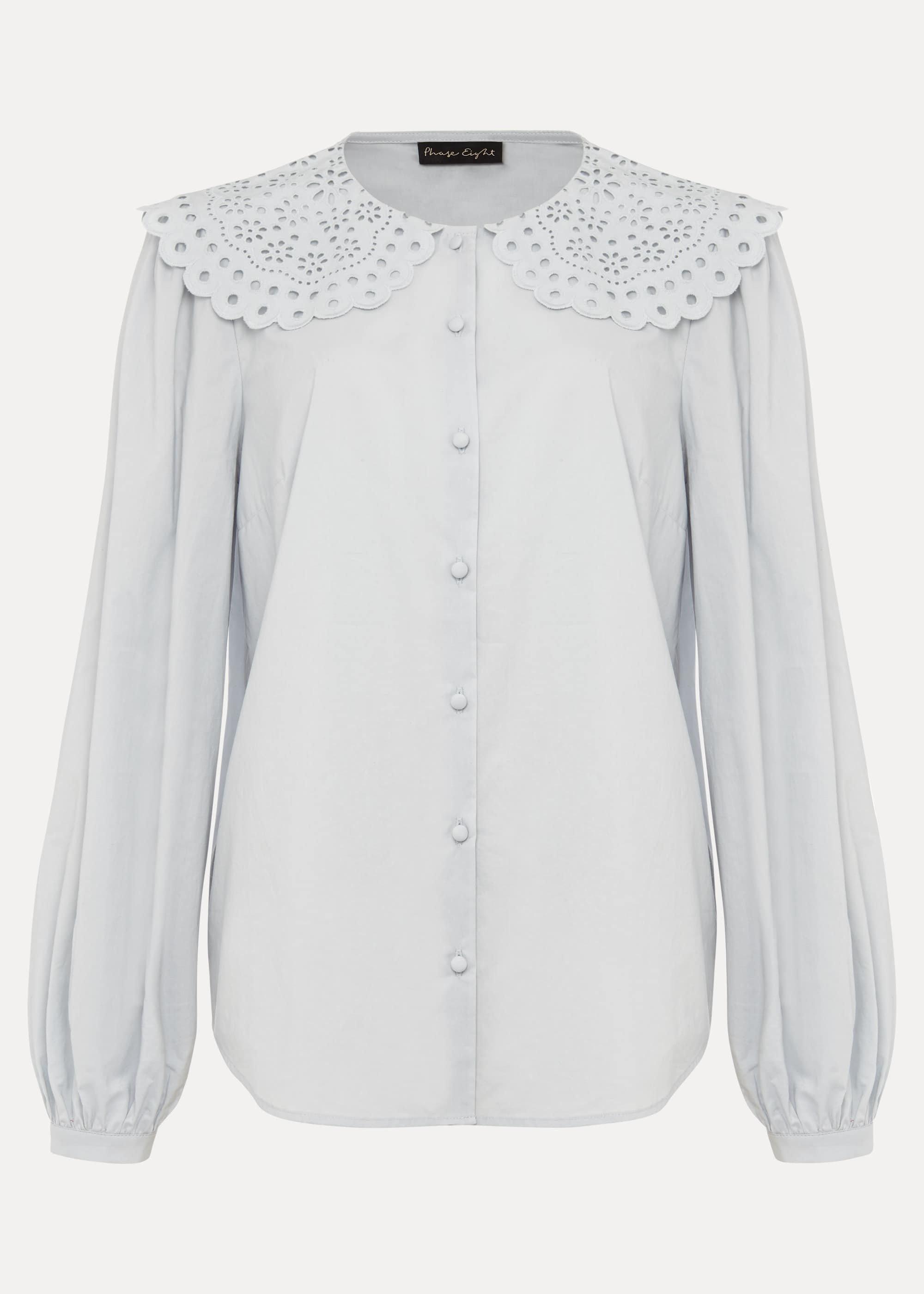 Amelia Oversized Embroidered Collar Blouse