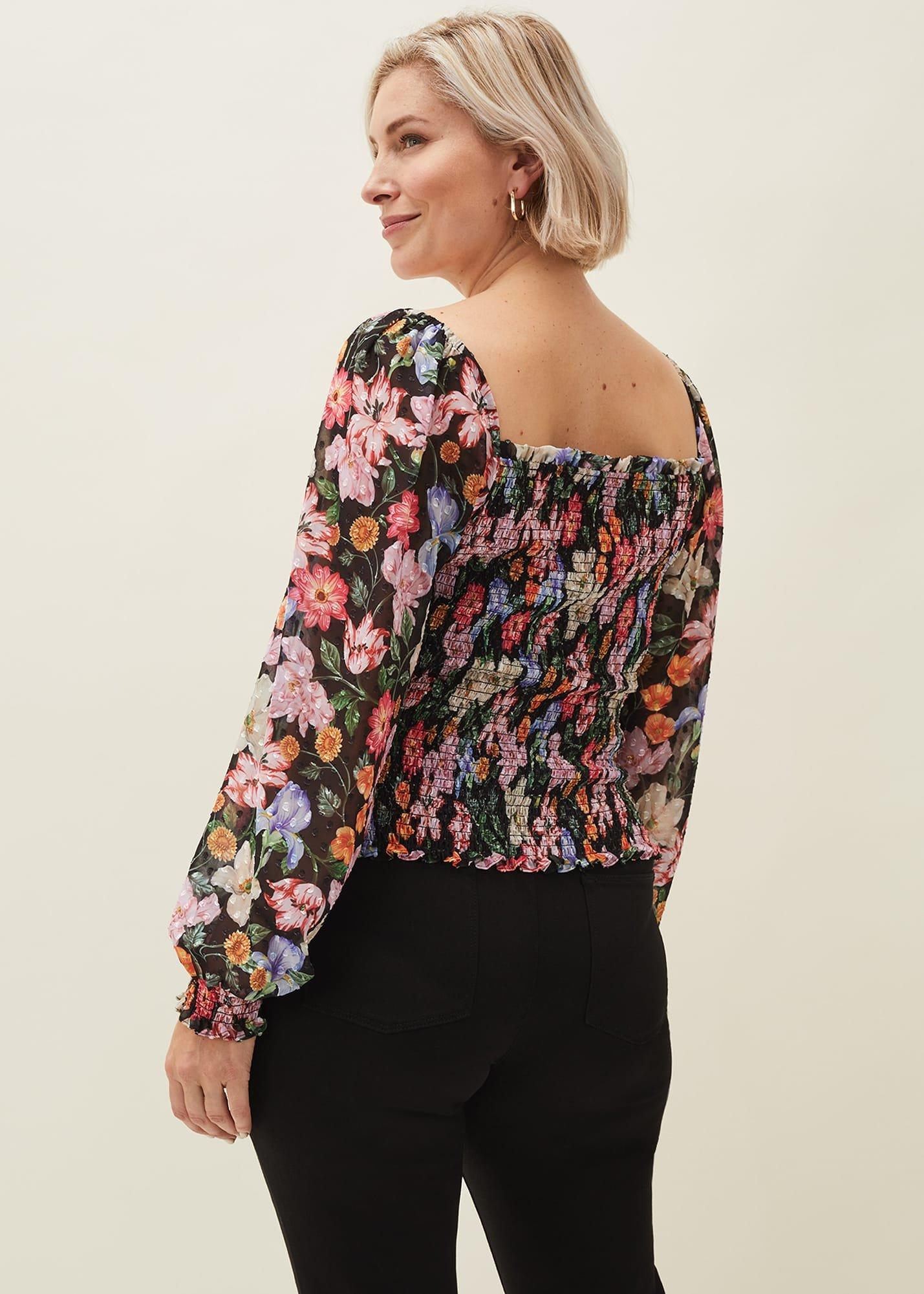 Esty Bluse mit viereckigem Halsausschnitt in Blumen-Print