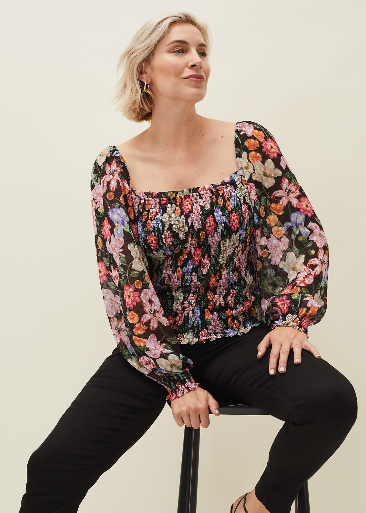 Esty Floral Square Neck Blouse