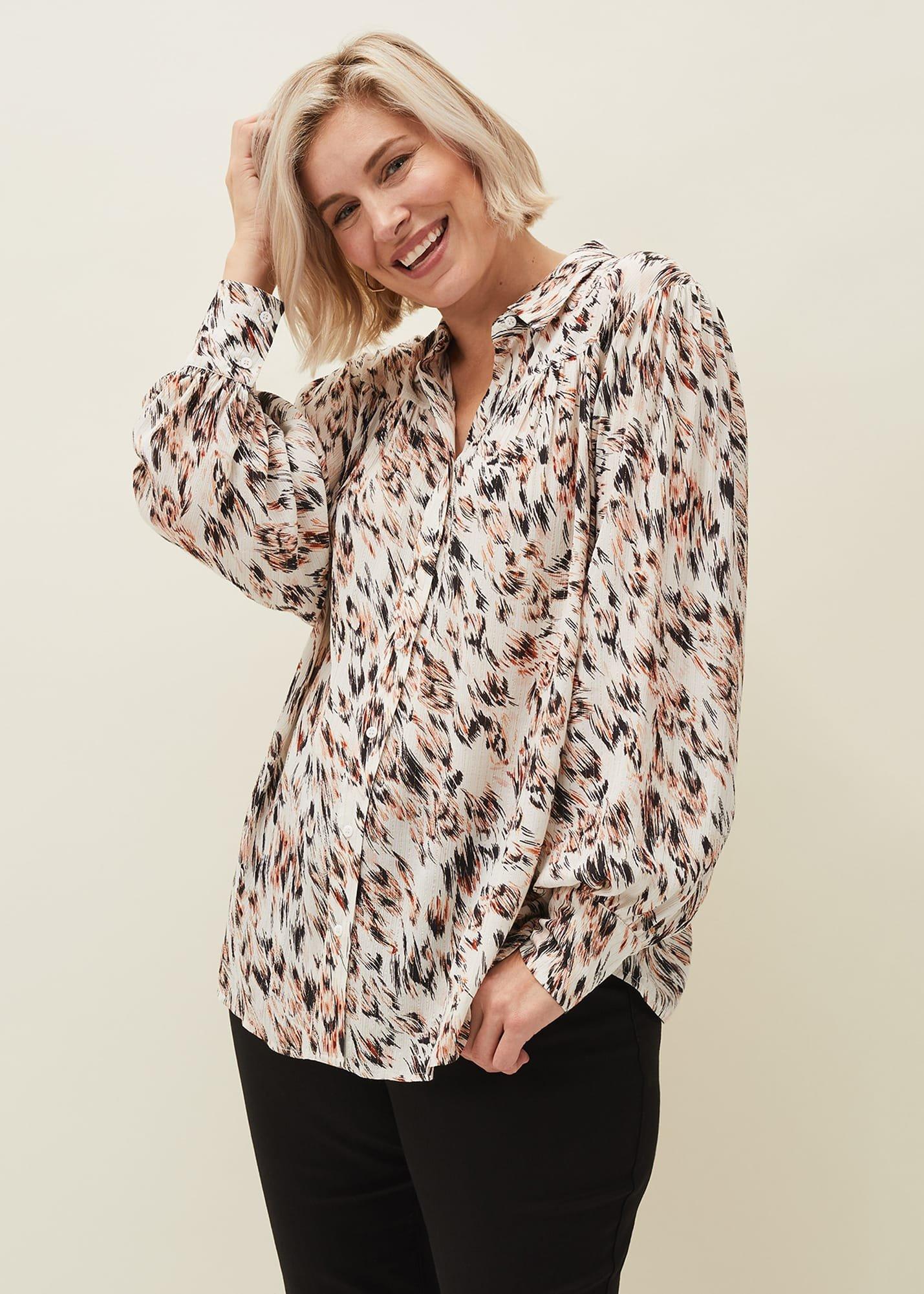 Helen Abstract Feather Print Blouse