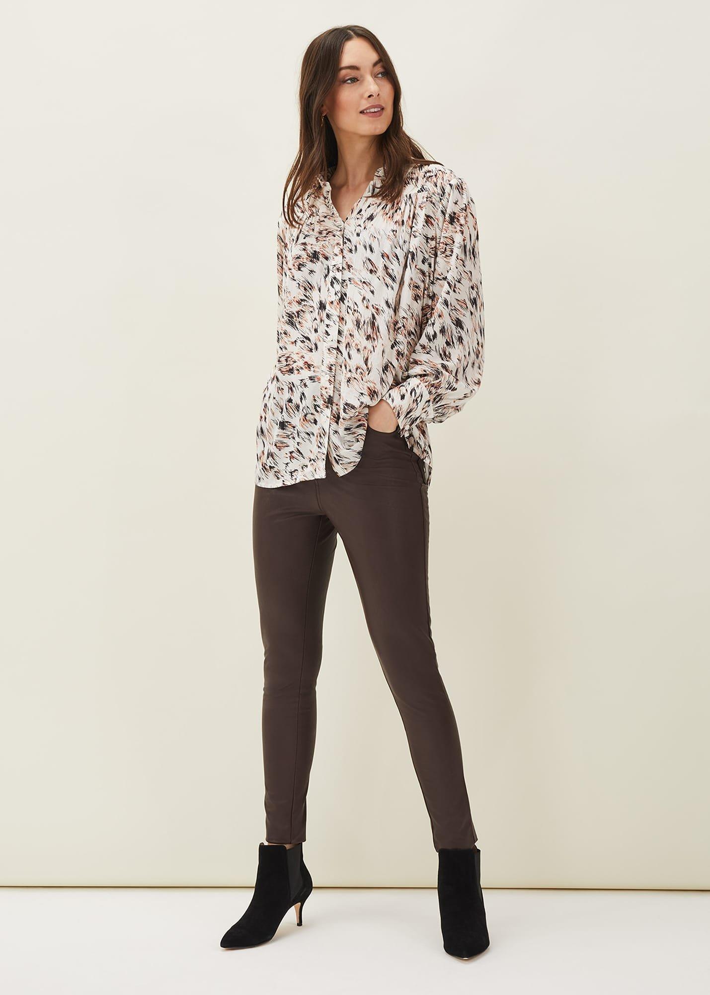 Helen Abstract Feather Print Blouse