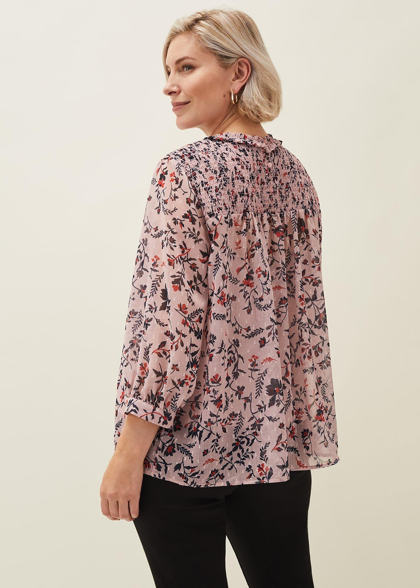 Julie Shirred Floral Blouse