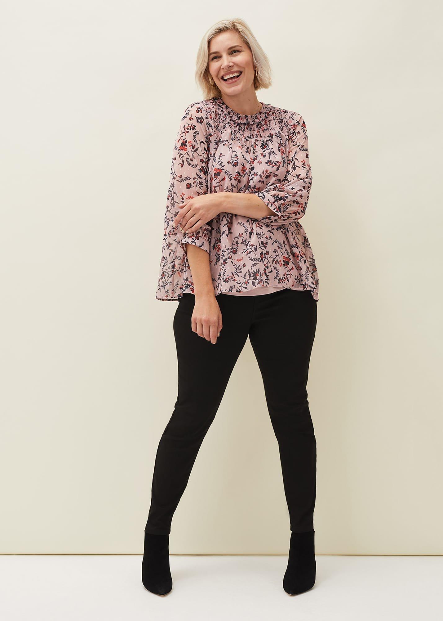 Julie Shirred Floral Blouse