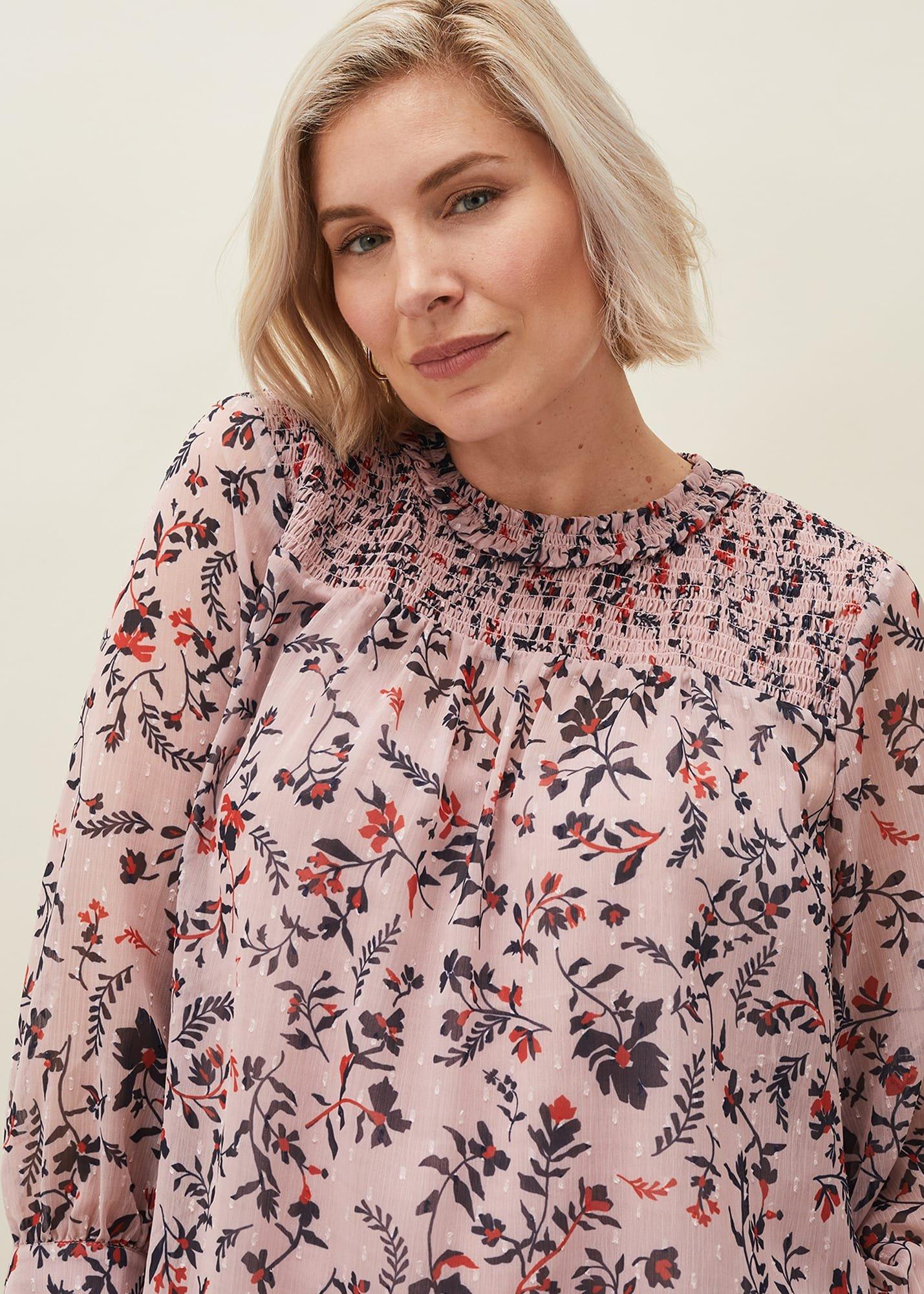 Julie Shirred Floral Blouse