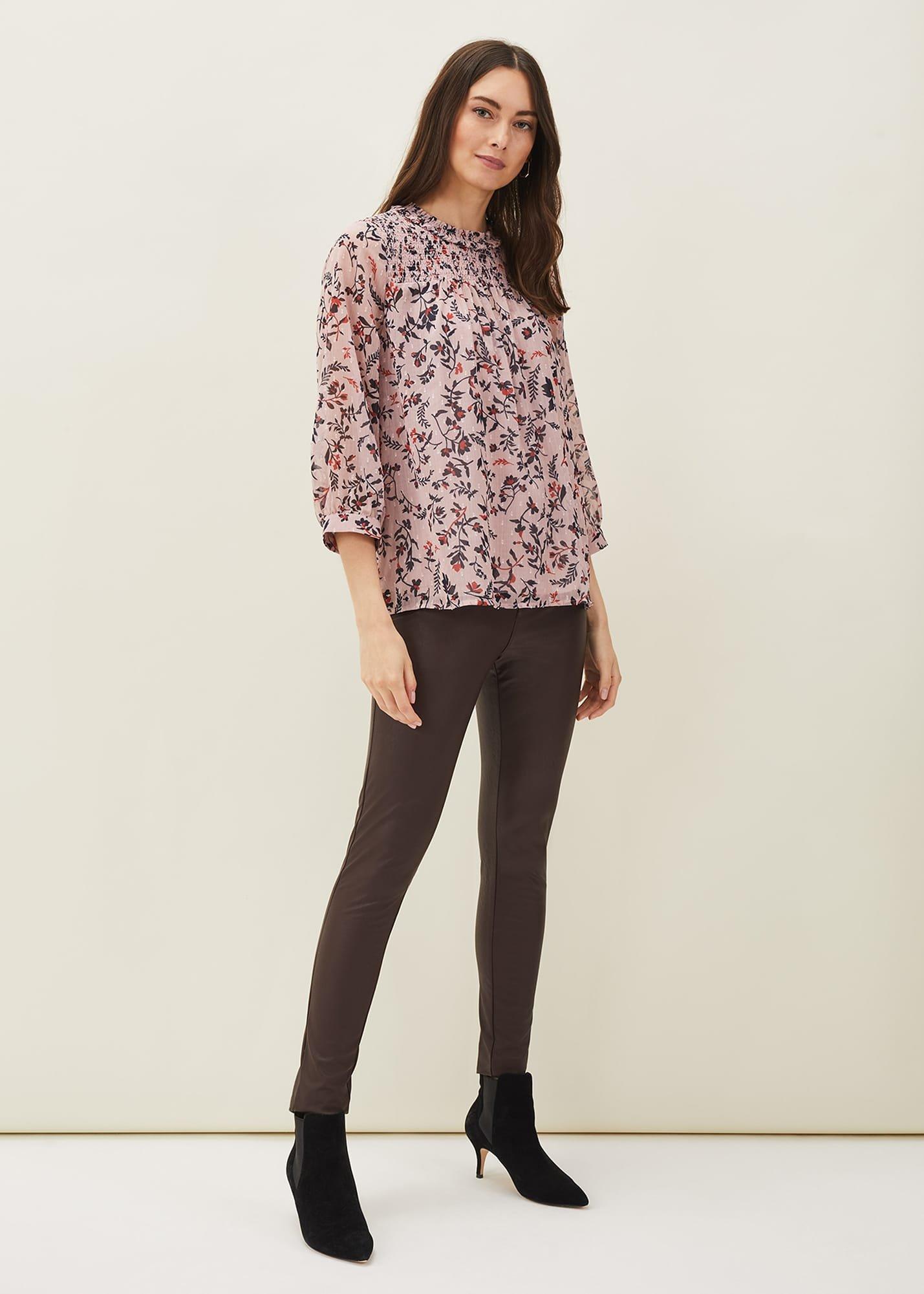 Julie Shirred Floral Blouse