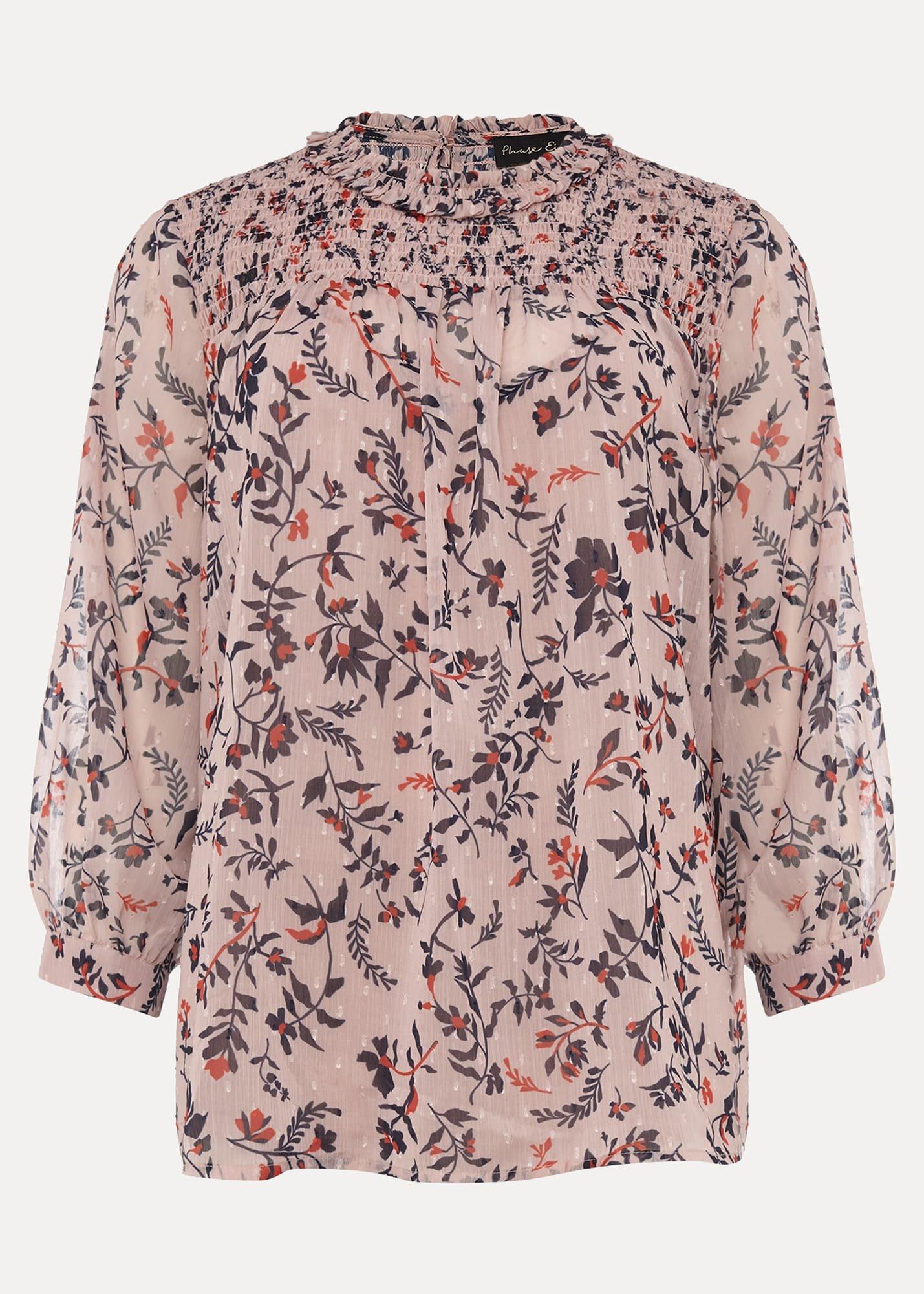 Julie Shirred Floral Blouse