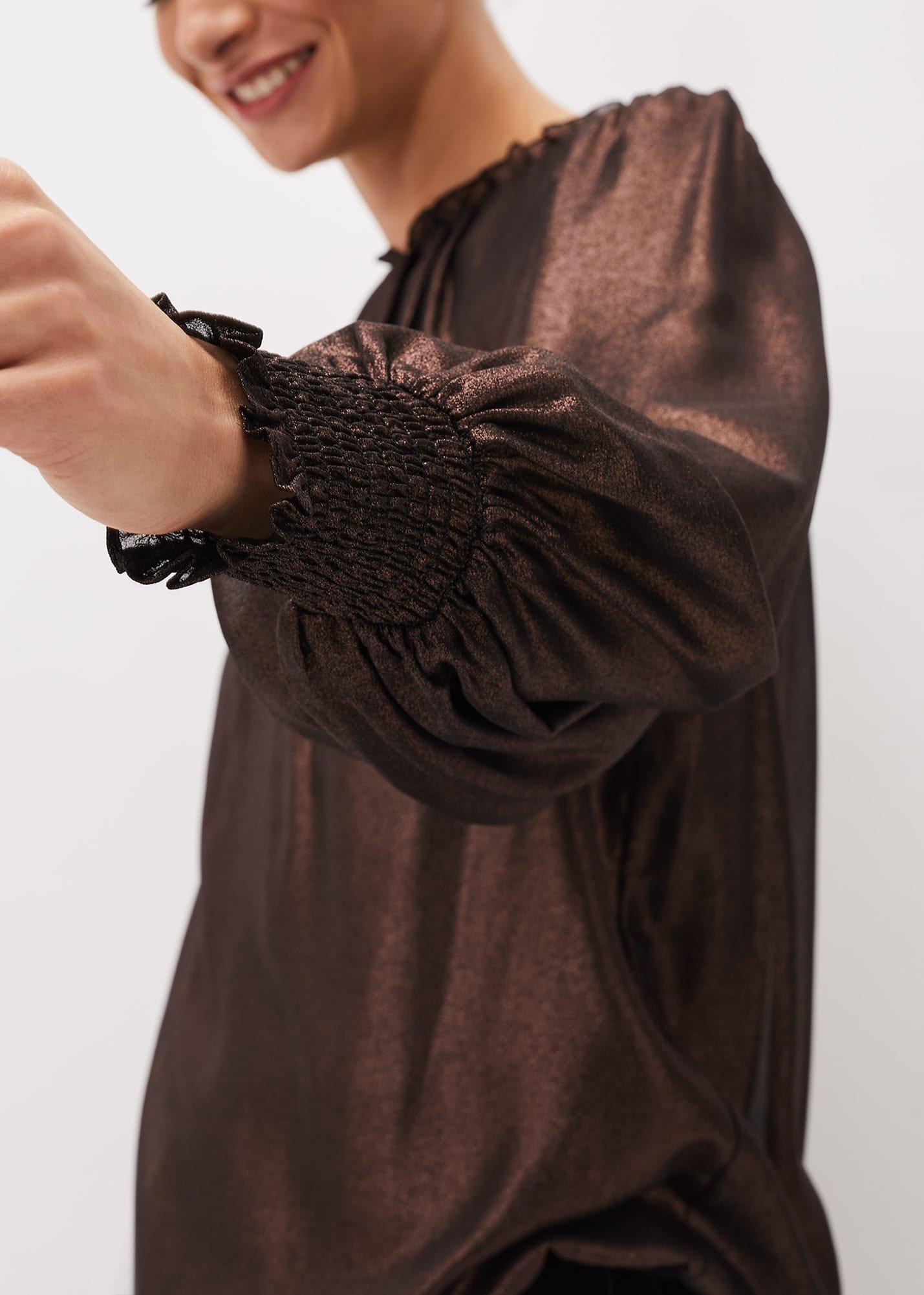 Zavia Metallic Foil Balloon Sleeve Blouse