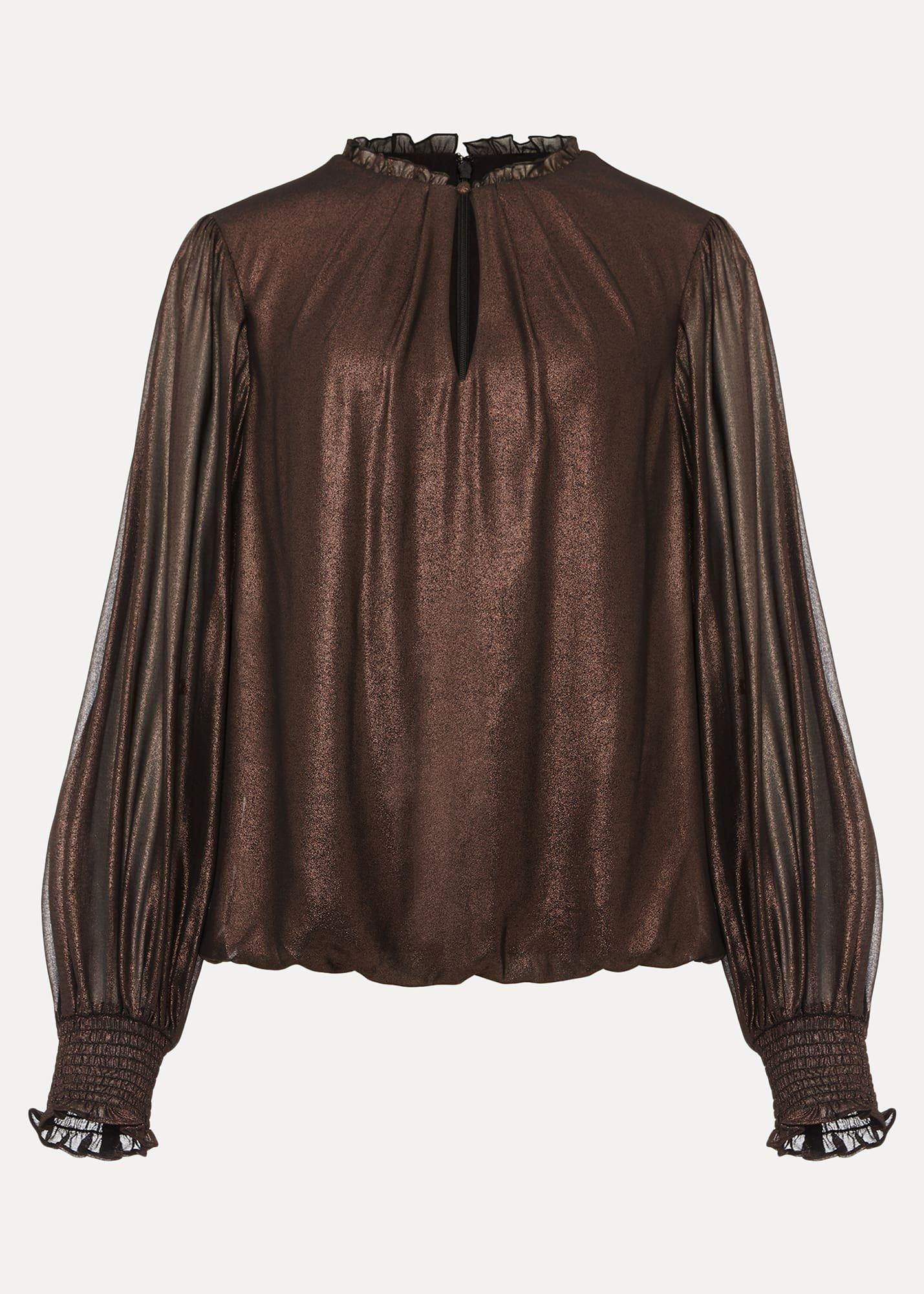 Zavia Metallic Foil Balloon Sleeve Blouse