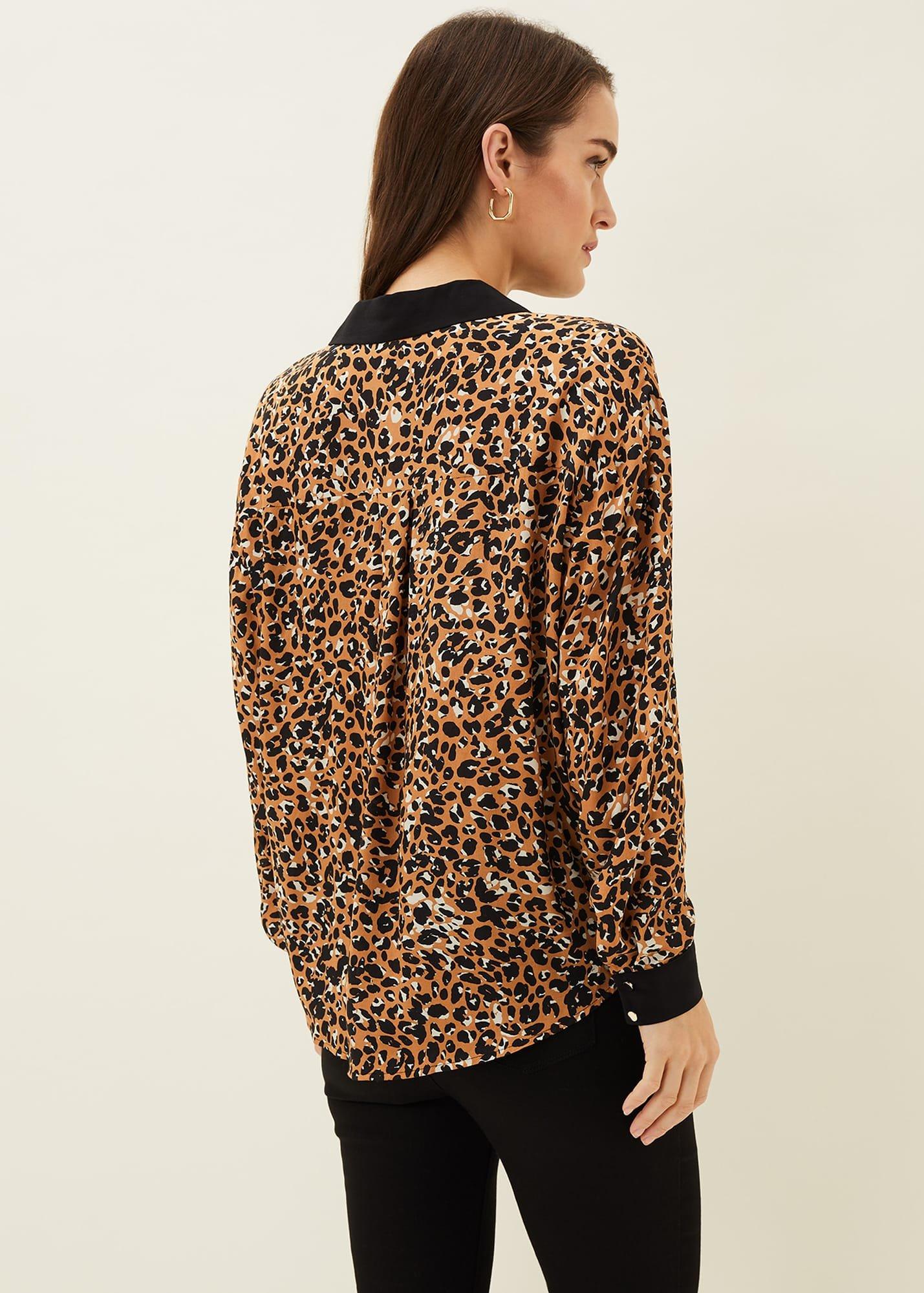 Kaelie Leopard Twist Front Blouse