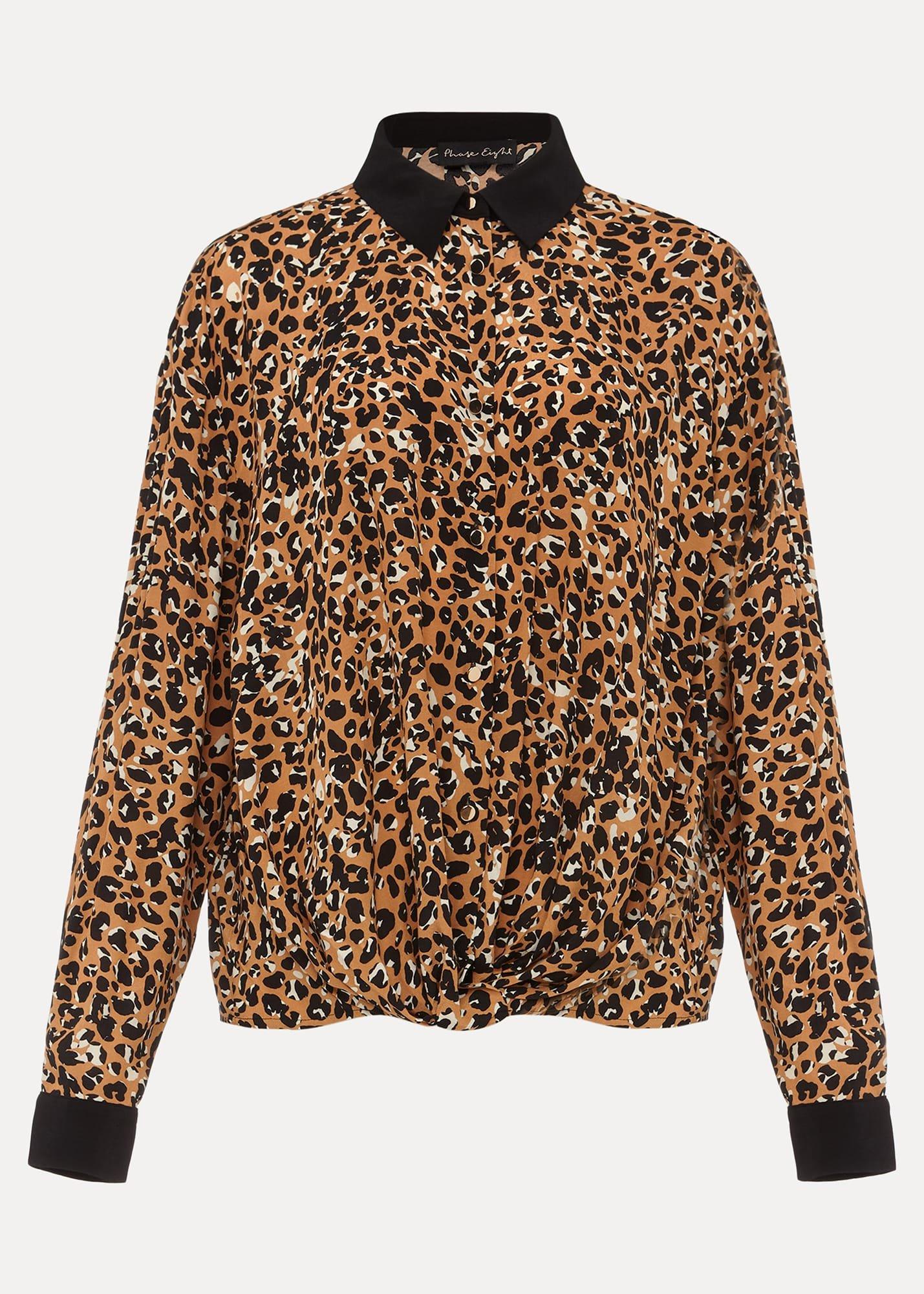 Kaelie Leopard Twist Front Blouse