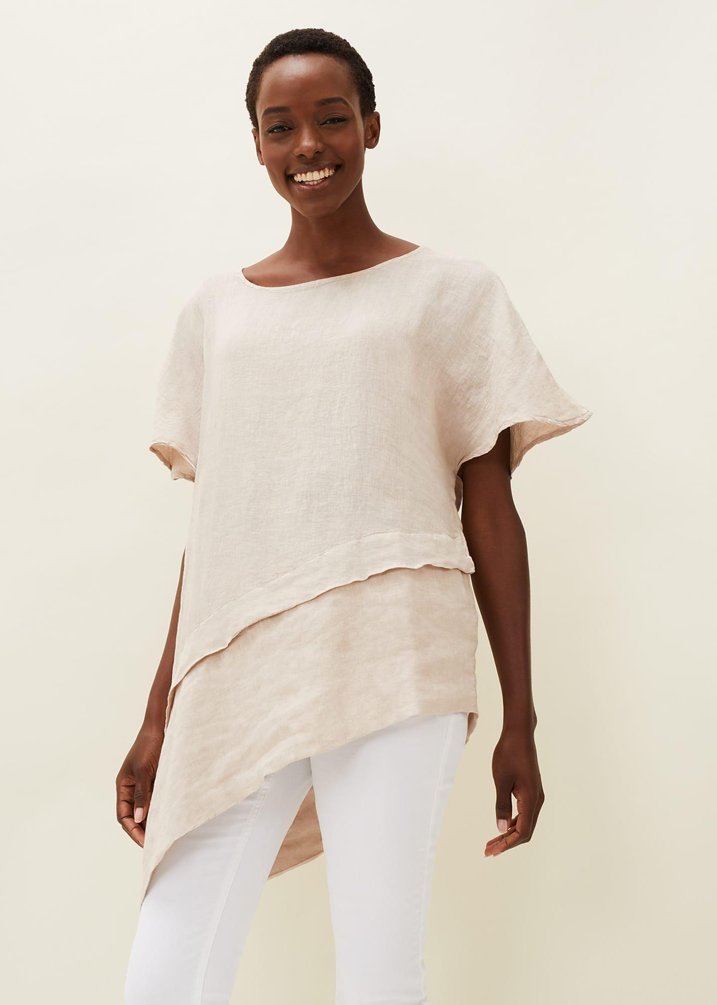 Payton Asymmetric Hem Linen Blouse