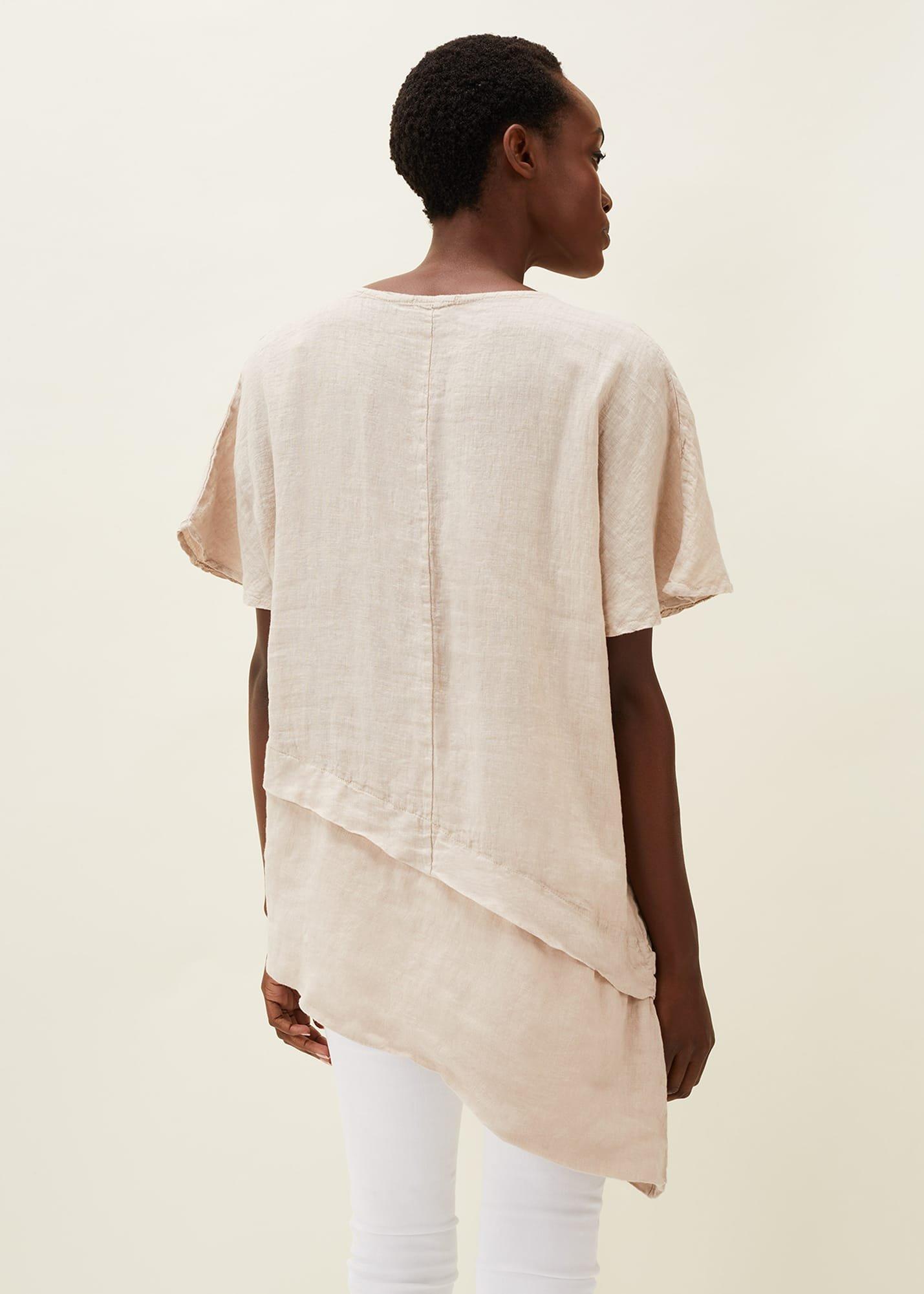 Payton Asymmetric Hem Linen Blouse
