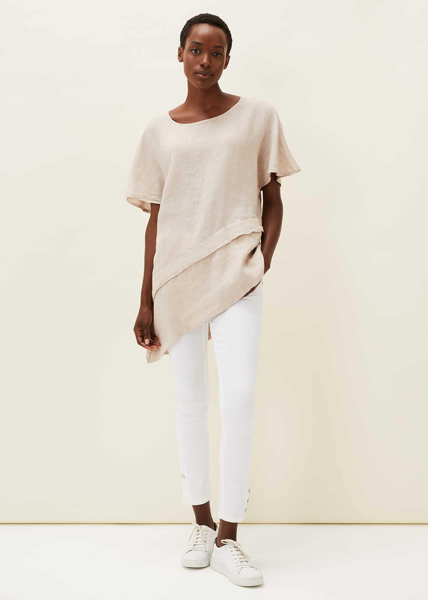 Payton Asymmetric Hem Linen Blouse