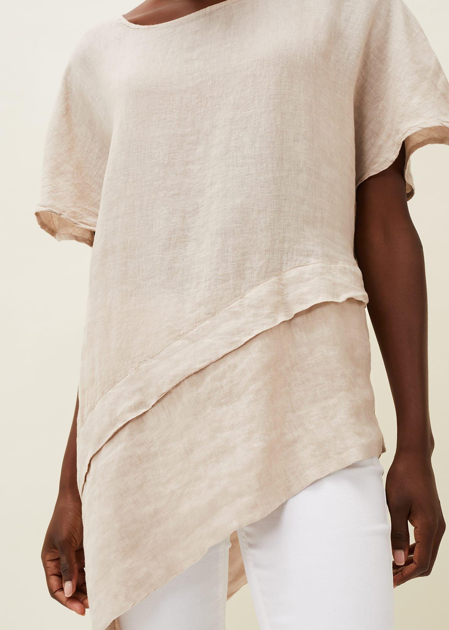 Payton Asymmetric Hem Linen Blouse