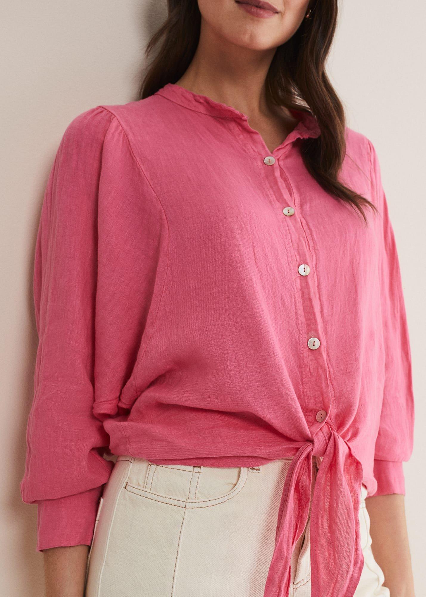 Raelynn Tie Front Linen Blouse