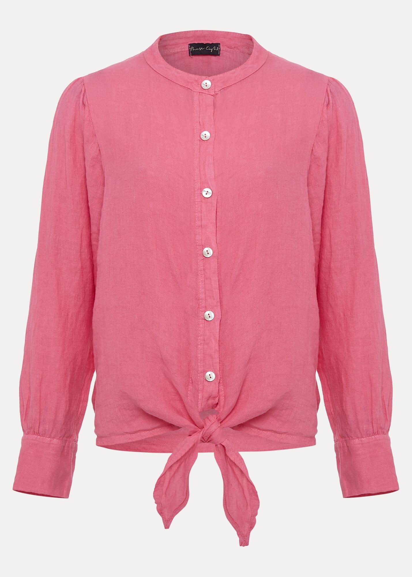 Raelynn Tie Front Linen Blouse