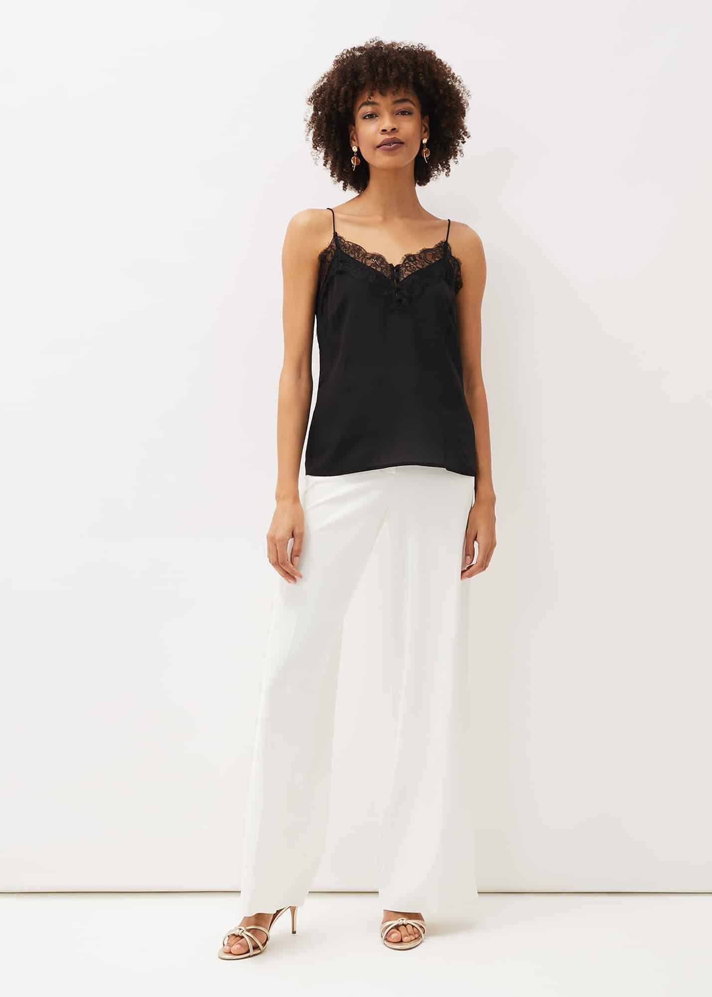 Rachael Lace Trim Silk Camisole