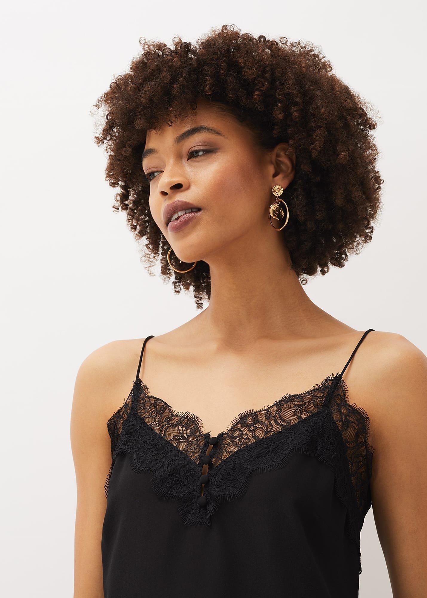 Rachael Lace Trim Silk Camisole