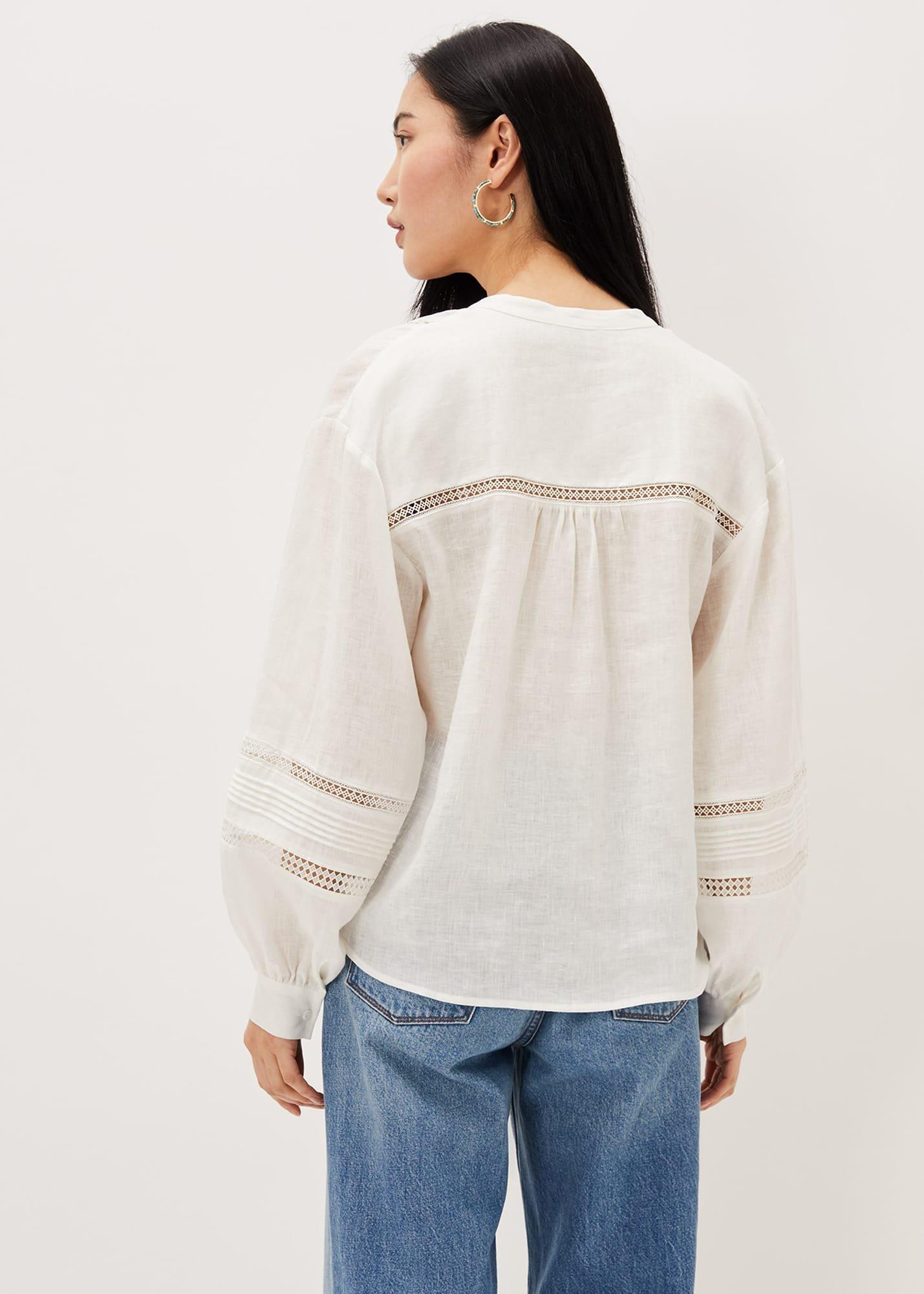 Ada White Lace Insert Blouse
