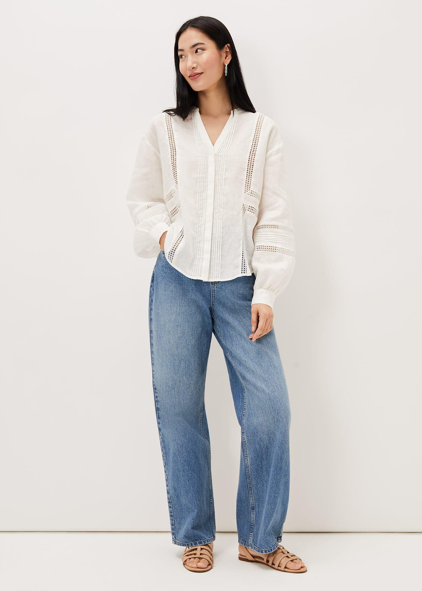 Ada White Lace Insert Blouse