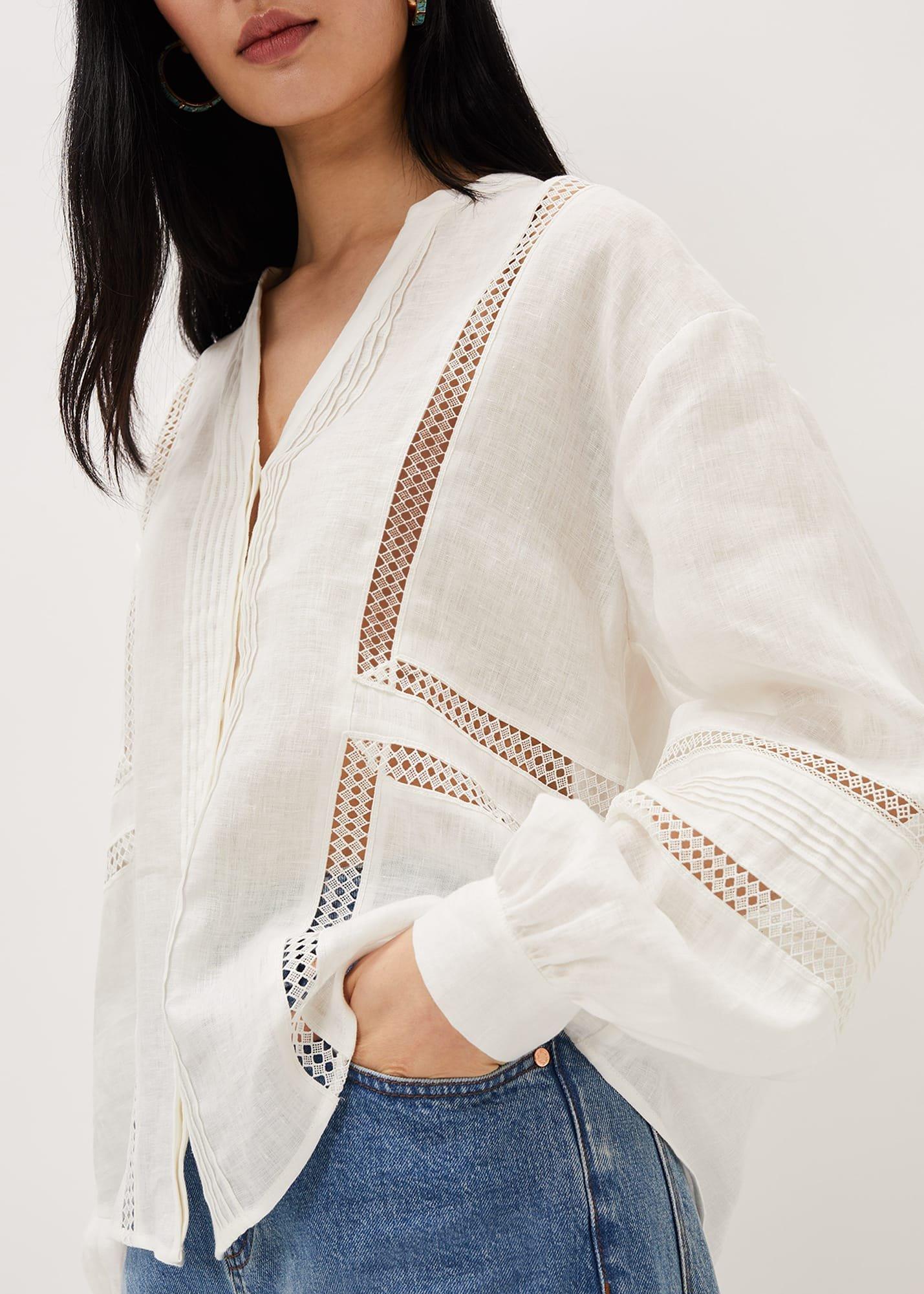 Ada White Lace Insert Blouse