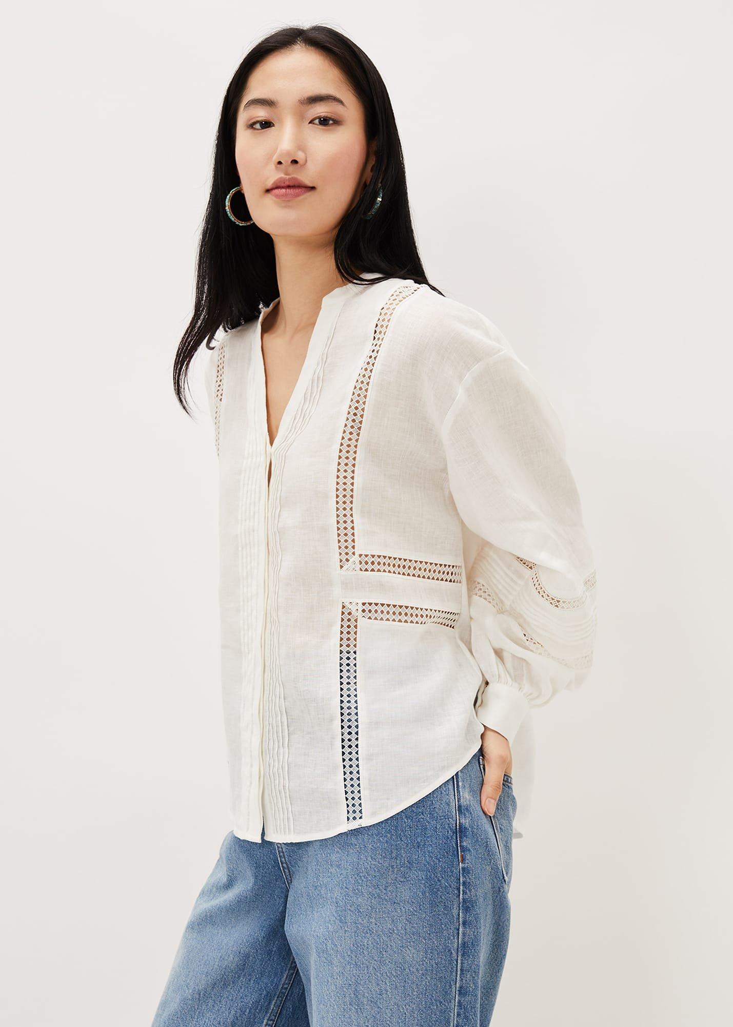 Ada White Lace Insert Blouse