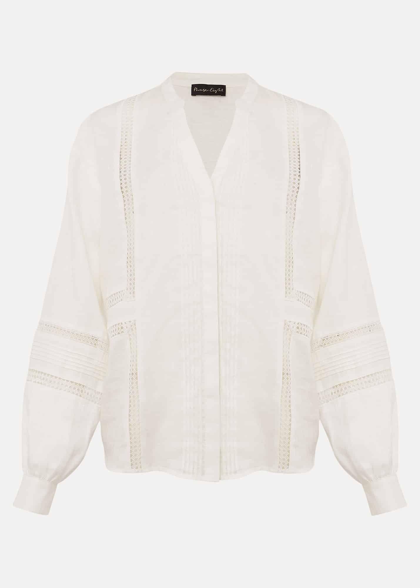 Ada White Lace Insert Blouse