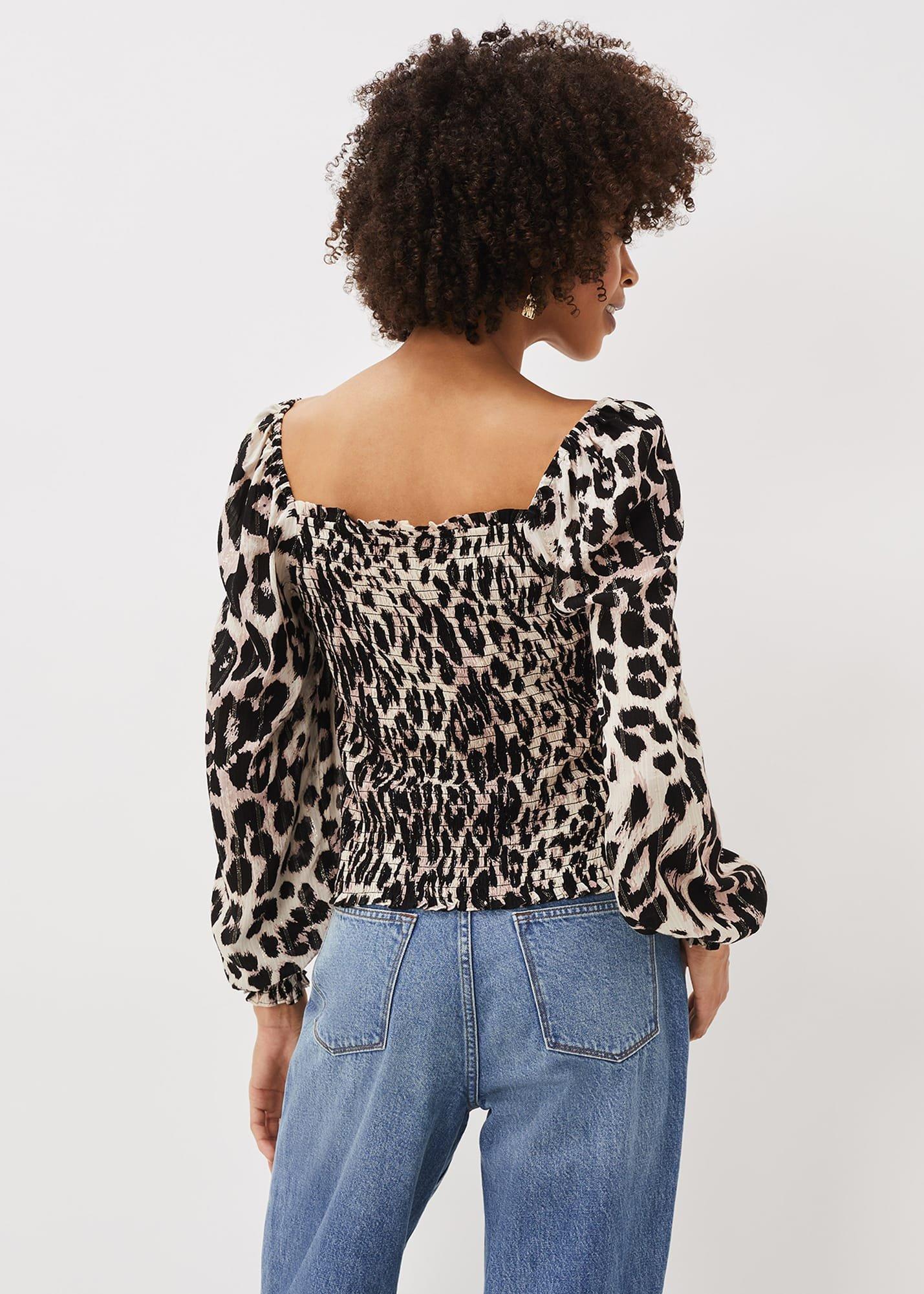 Esty Leopard Print Square Neck Blouse