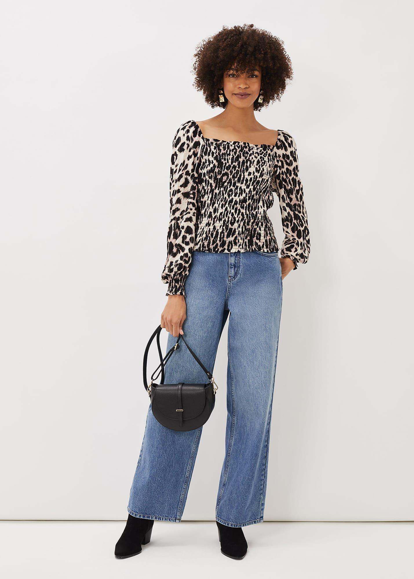 Esty Leopard Print Square Neck Blouse