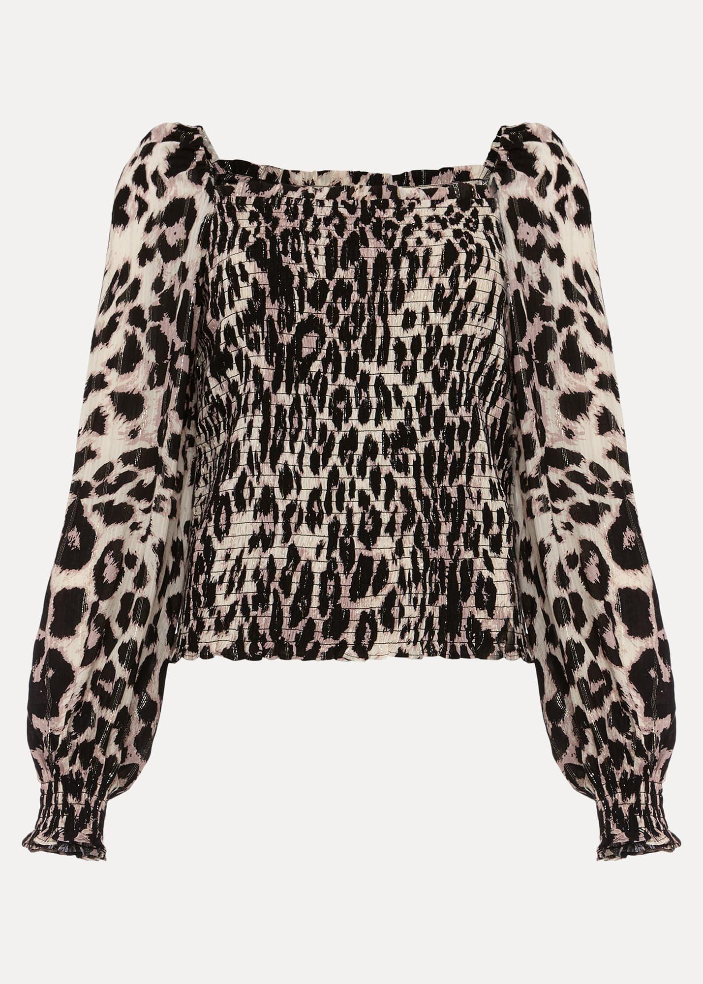 Esty Leopard Print Square Neck Blouse