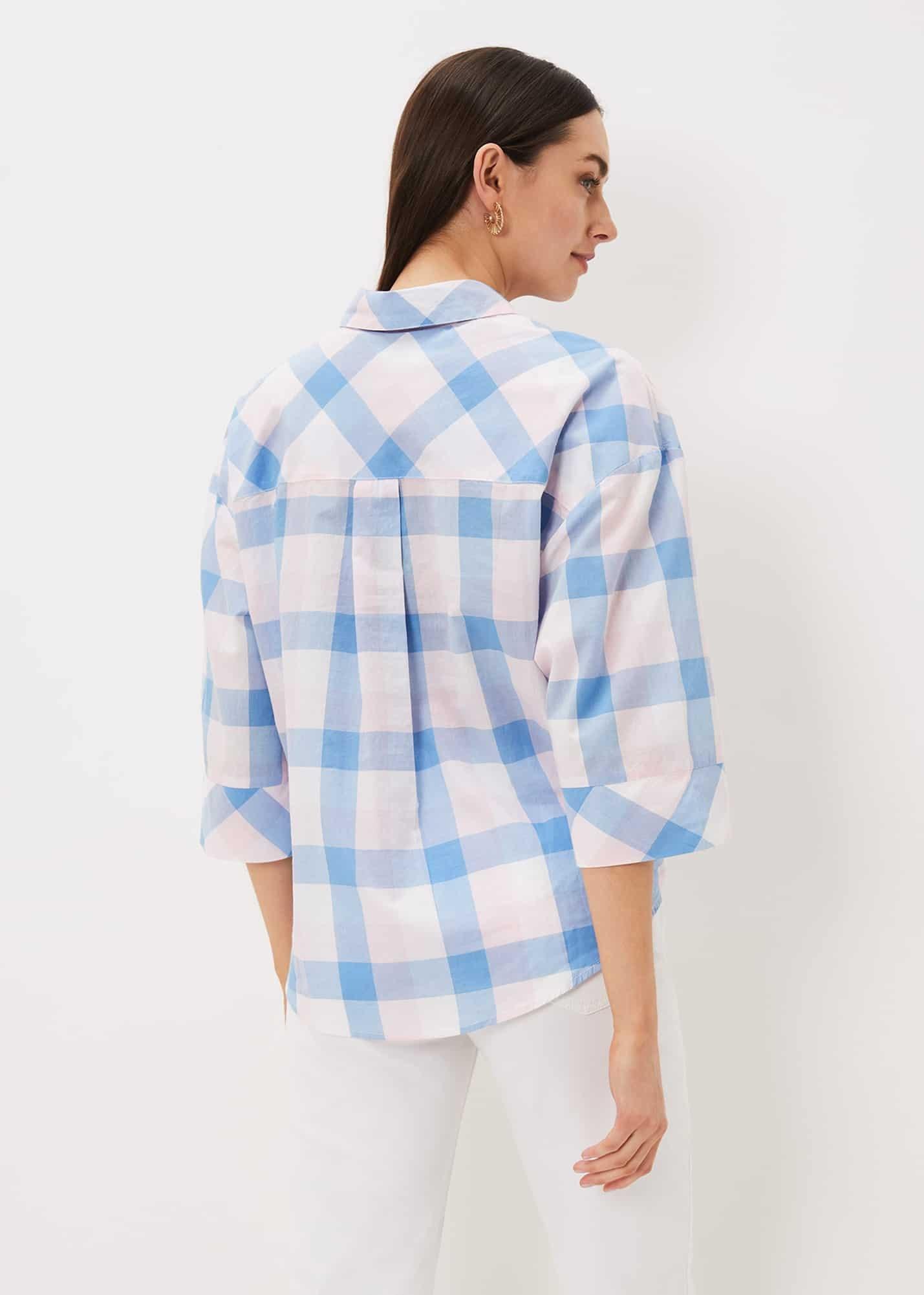 Della Gingham Tie Front Blouse