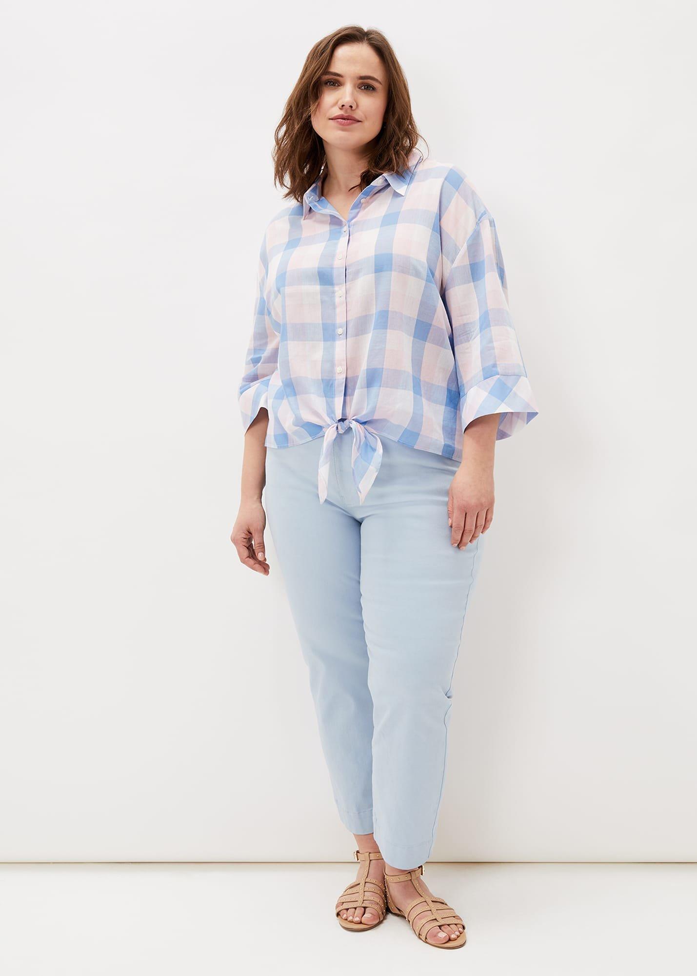 Della Gingham Tie Front Blouse