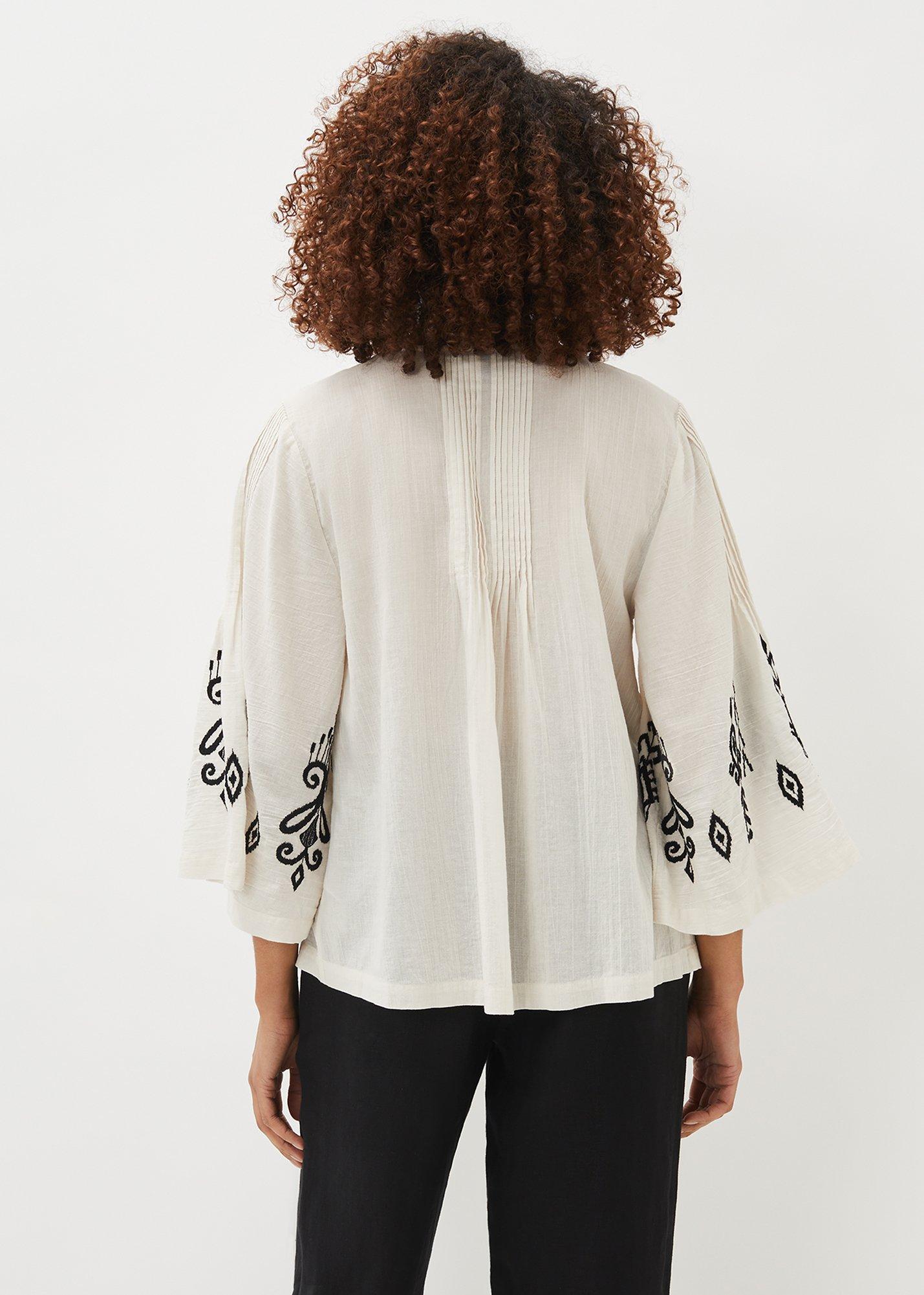 Elenora Embroidered Pintuck Blouse